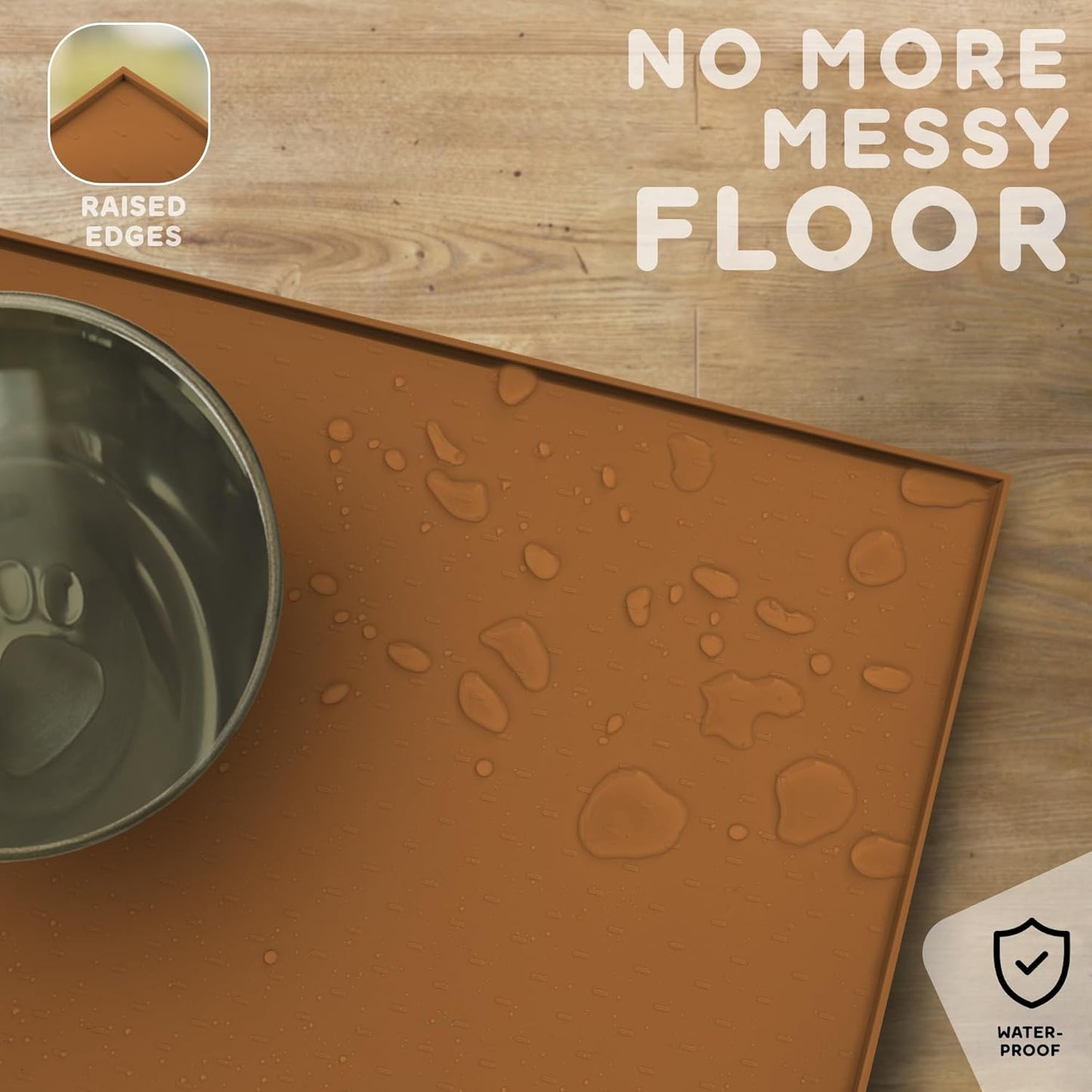 Dog Food Mat - Raised Edges Dogs Mat for Food and Water Prevent Spill, Waterproof Cat Food Mats Protect Floors, Easy Clean Dog Bowl Mats for Food and Water, Silicone Pet Food Tray
