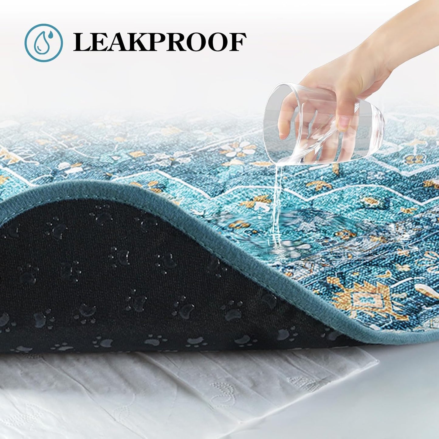 HAOCOO Washable Pee Pads for Dogs, Super Absorbent Reusable Puppy Training Pads, (2 Pack) 2Ft x 2Ft Blue Waterproof Leak-Proof and Non-Slip Whelping Pads Potty Pads for Pet Housebreaking