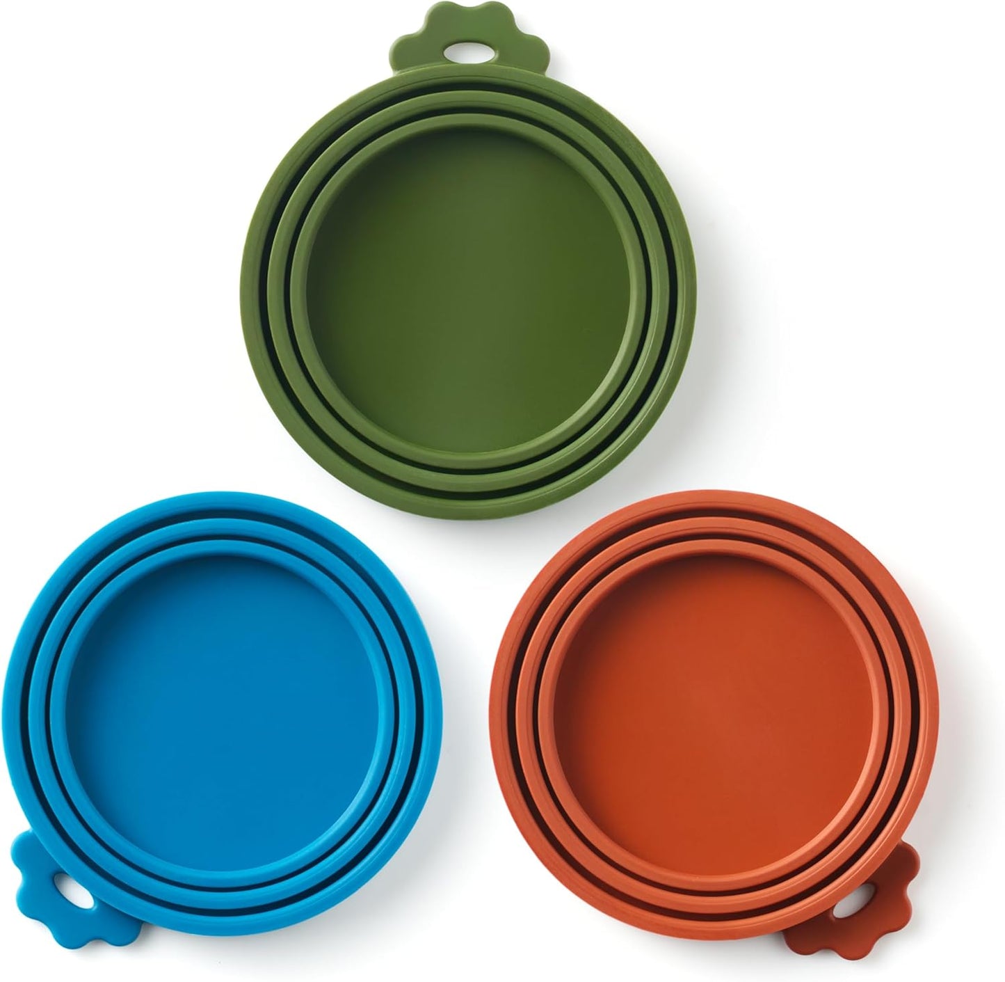 3 Pack Universal Pet Food Can Covers Lids - One fit 3 Standard Size Cans for Cats and Dogs Food Cans - Easy to Clean - Safe Silicone - Forest Ember