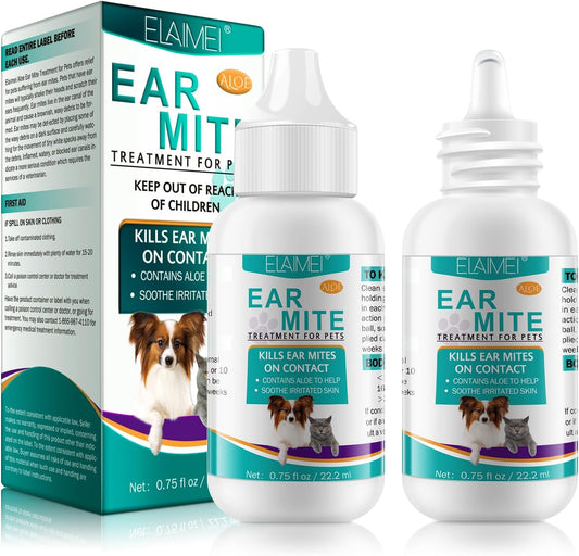 Ear Mite Treatment for Dogs 2PACK, Dog Ear Infection Treatment, Dog Ear Mite Treatment, Dog Ear Drops Alleviation Suffering from Ear Mites & Itching and Odours Stinky Stuff, Dogs Ear Care Solution