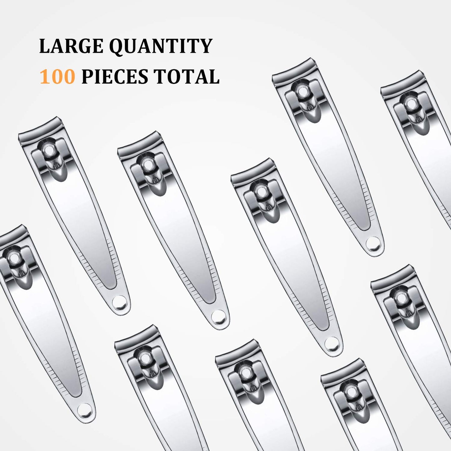 Mudder 100 Pieces Nail Clippers Set Bulk for Men Women Ultra Sharp Stainless Steel Fingernail and Toenail Clippers Flat Portable Travel Fingernails Sturdy Trimmer Pointed Pedicure Manicure Care Tool