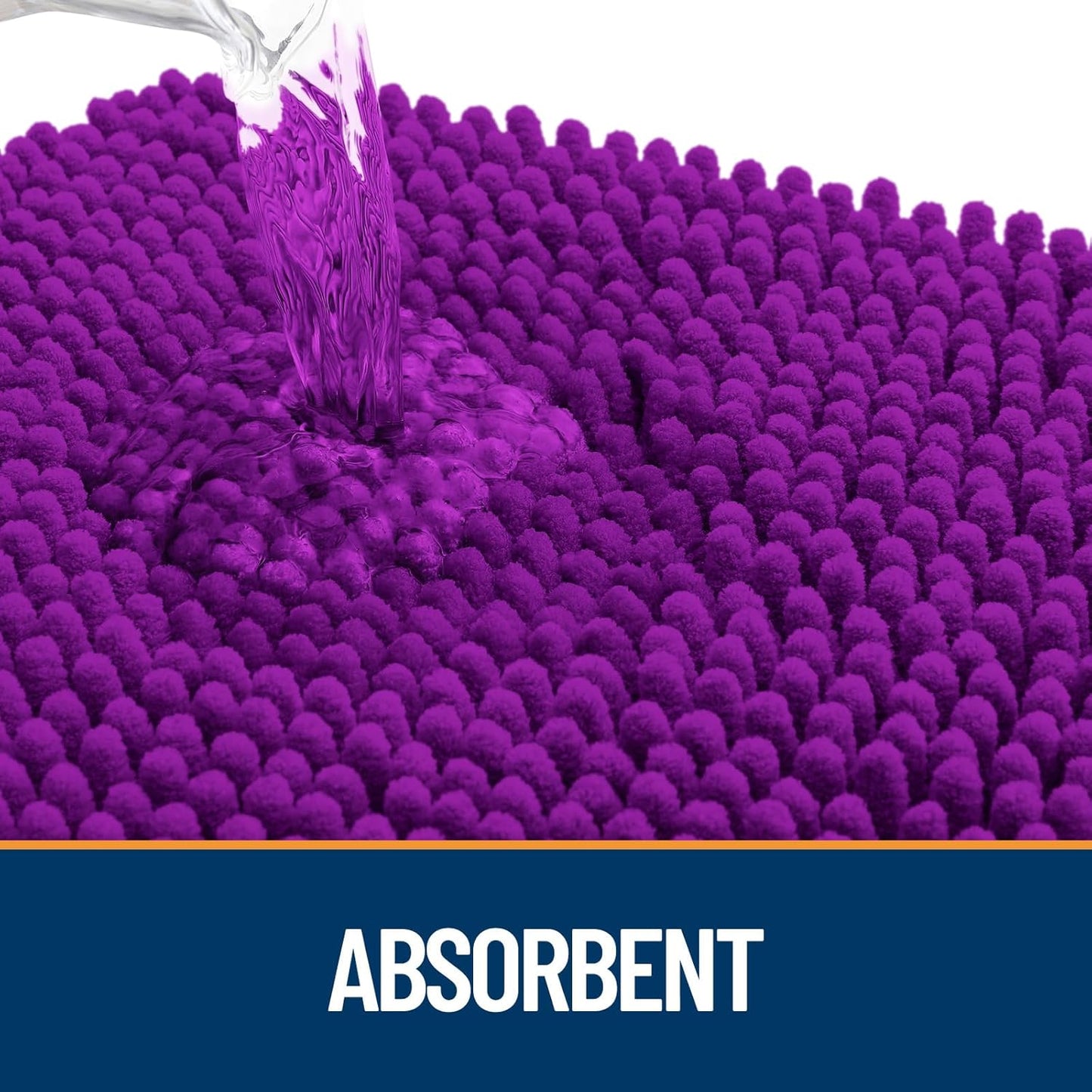 OLANLY Dog Door Mat for Muddy Paws 47x20, Absorbs Moisture and Dirt, Absorbent Non-Slip Washable Doormat, Quick Dry Chenille Mud Mat for Dogs, Entry Indoor Entryway Carpet for Inside Floor, Purple