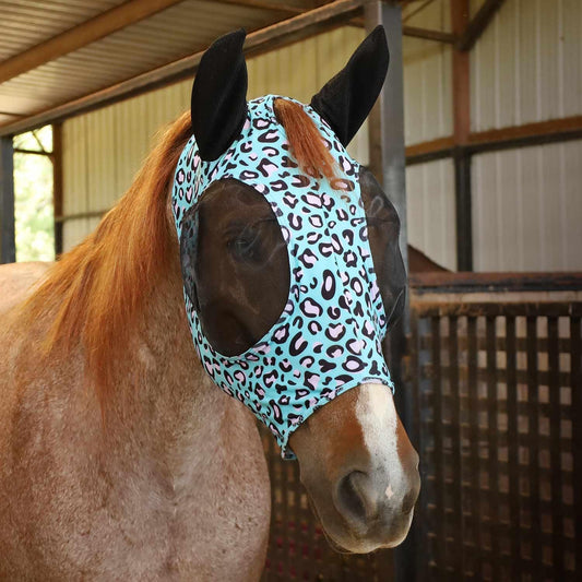 Jeffers Expression Lycra Horse Fly Mask – Full Size, Party Cheetah – Lightweight Stretch Horse Mask with Mesh Eyes & Ears, Breathable Lycra Mask for Horses, Equine Summer Apparel & Gear
