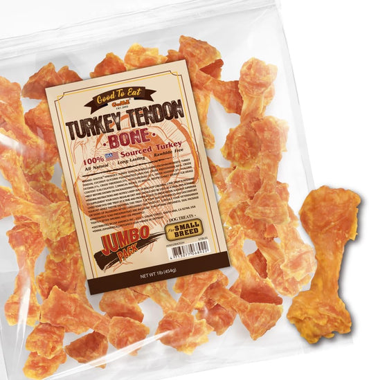 Gootoe Turkey Tendons for Dogs – All-Natural, Hypoallergenic Dog Treats, Rawhide Alternative, Long Lasting Puppy Chews, Healthy Dog Treats for Small Breeds, Bone (S), 16 oz Pack (1 lb)