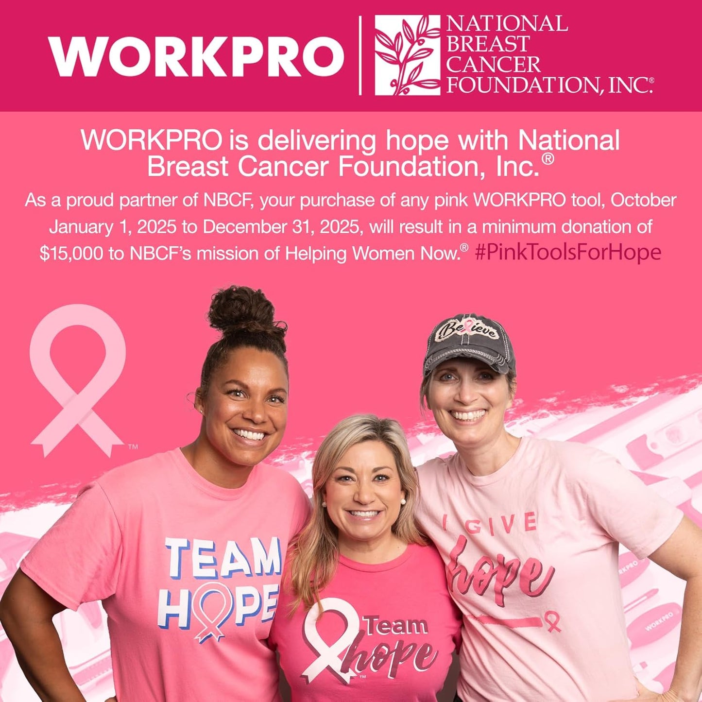 WORKPRO 8-Piece Pink Garden Tool Set, Stainless Steel Gardening Tools with Wood Handle, Including Garden Tote, Gloves, Trowel, Hand Weeder, Cultivator and More, Gardening Gifts For Women - Pink Ribbon