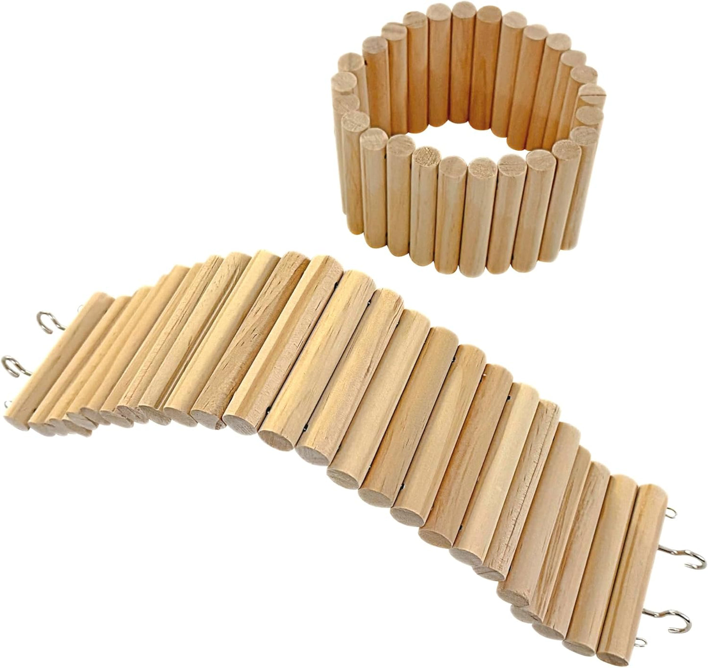 SIMENA Wooden Hamster Suspension Bridge Toy, Hamster Fencing, Natural Climbing Ladder for Dwarf Hamsters, Syrian Hamsters, Mice, Gerbils & Small Pets (Plain, 15.75")