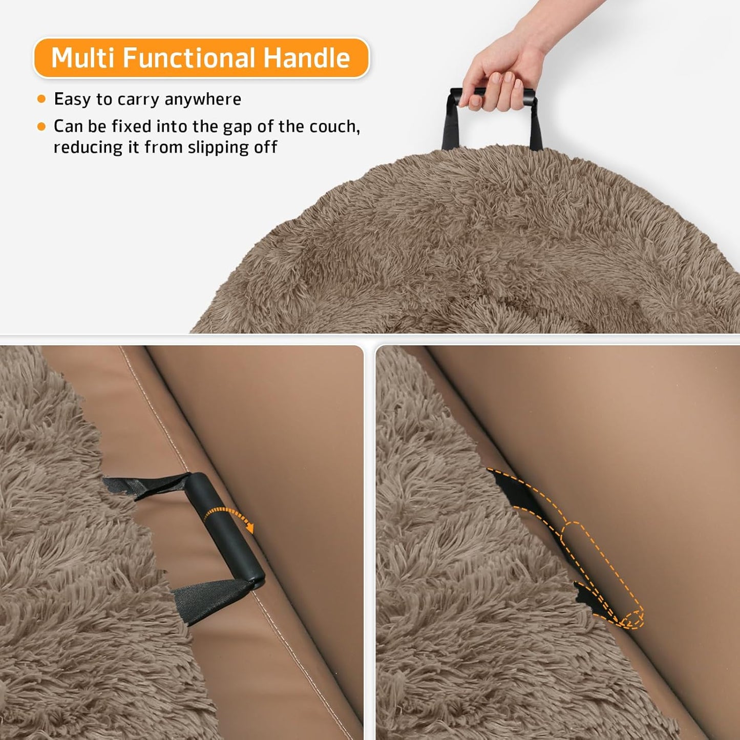 GGIB Calming Dog Bed Fluffy Plush Dog Mat for Furniture Protector with Removable Washable Cover for Large Medium Small Dogs and Cats (Extra Extra Large, Camel)