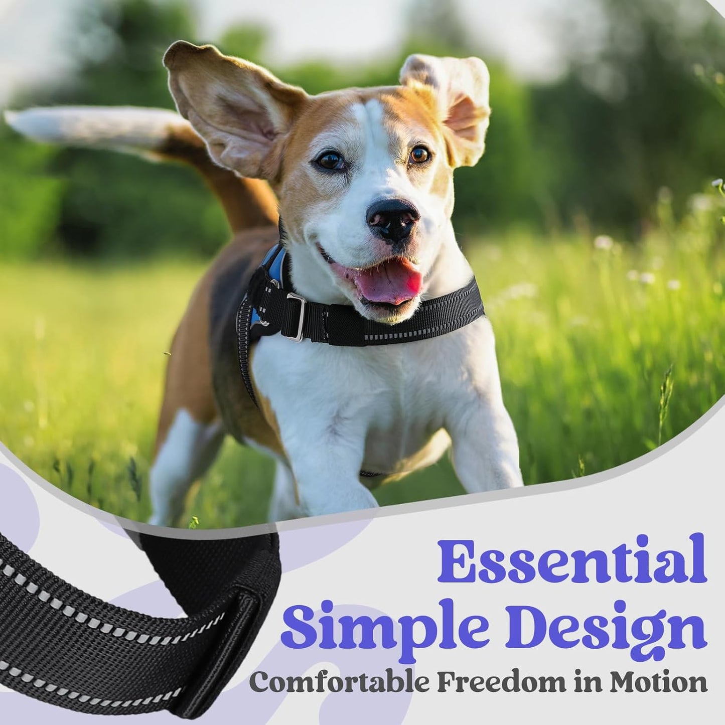 rabbitgoo Dog Harness for Large, Easy On Pet Vest with One Buckle, No Pull Adjustable Service Harness with D-Ring & Handle, Reflective for Safety Walking, Training, Blue, XL