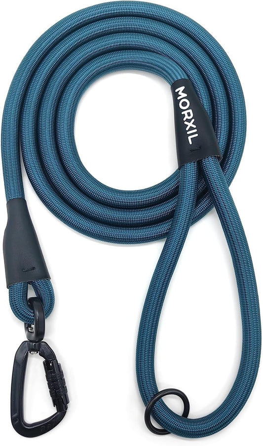 Rope Dog Leash, 4 ft Heavy Duty Dog Leash with Aviation Aluminum Auto Locking Carabiner, Strong Nylon Pet Lead for Small, Medium, Large Dogs (Navy Blue, 4FT)