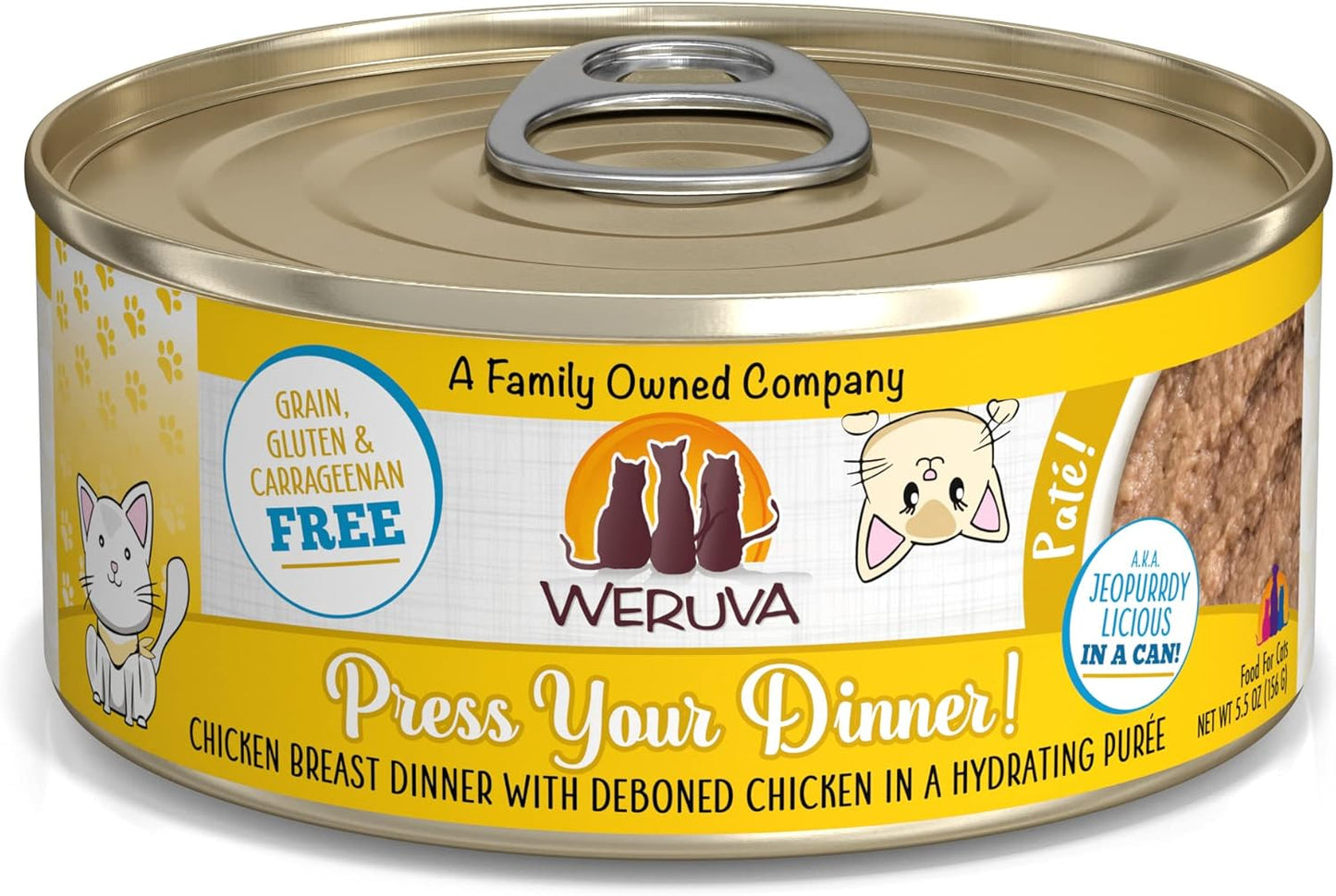 Weruva Classic Cat Paté, Press Your Dinner with Chicken, 5.5oz Can (Pack of 8)