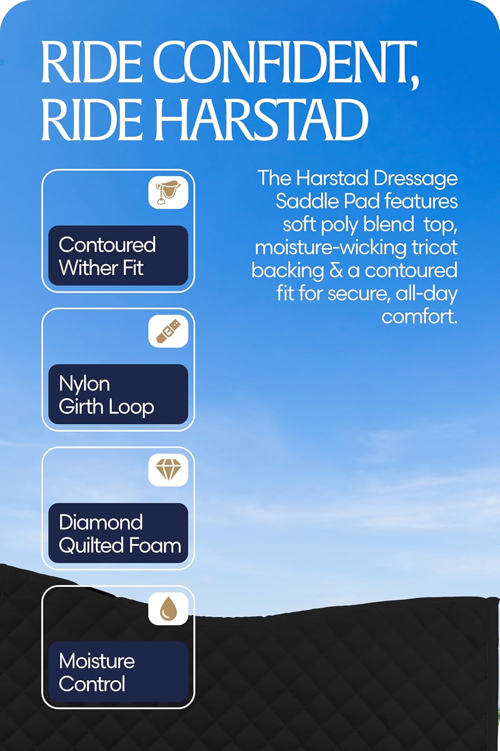 Equinavia Harstad Dressage Saddle Pad | Classic & Durable | Moisture-Wicking Tricot Backing