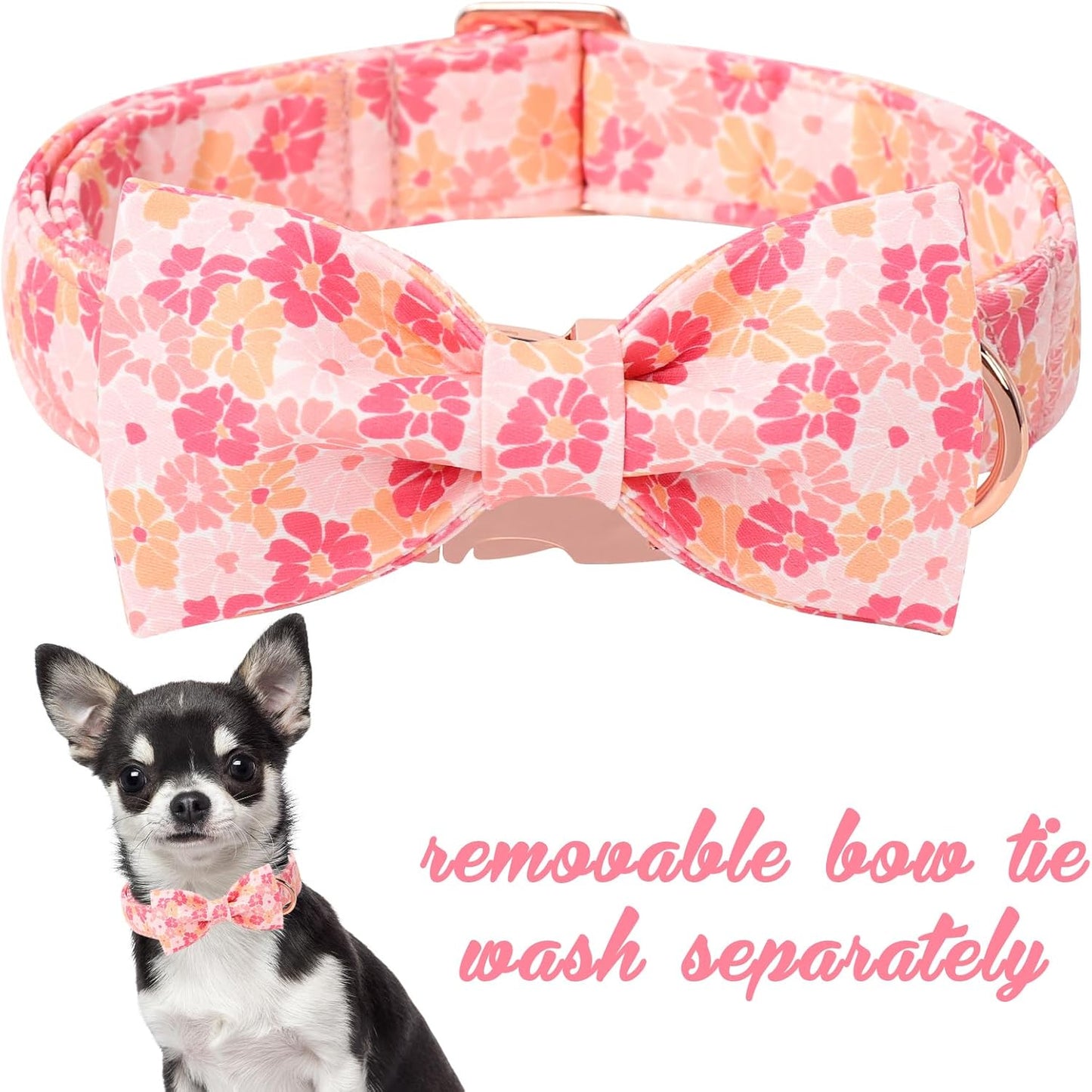 Unique style paws Cartoon Dog Collar with Bow Spring Summer Puppy Collar with Flower for Small Medium Large Boys Girls Dogs