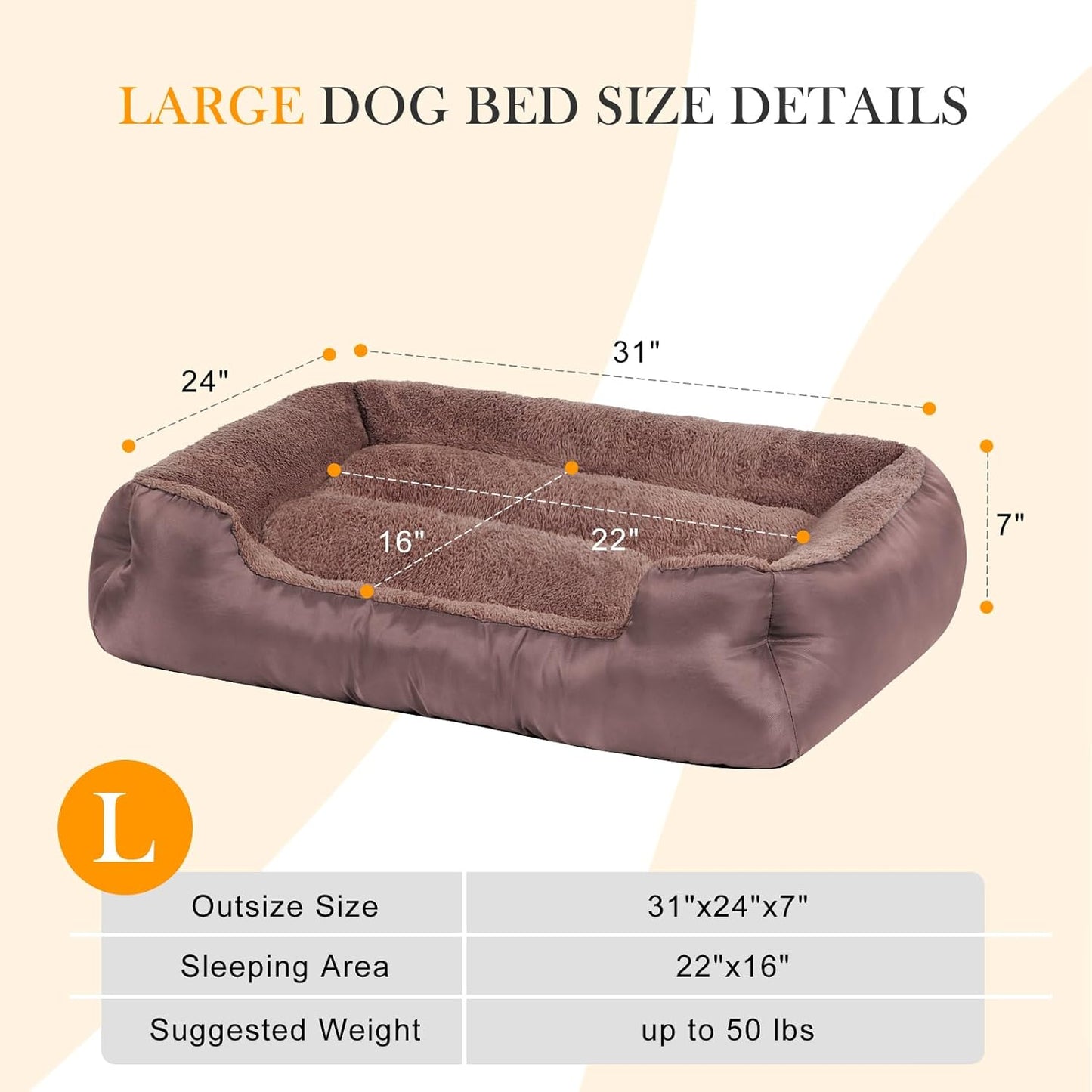 Dog Bed for Medium Dogs, Durable Comfortable Pet Bed Up to 30/50/90/100 lbs, Self-Warming and Washable