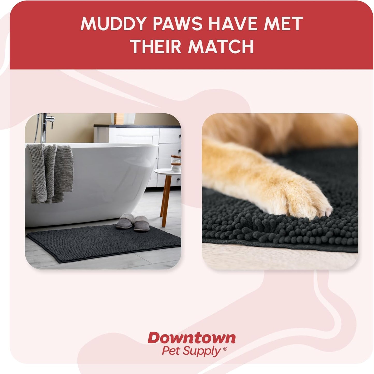 My Doggy Place Microfiber Dog Mat for Muddy Paws, 60" x 36" Charcoal - Non-Slip, Absorbent and Quick-Drying Dog Paw Cleaning Mat, Washer and Dryer Safe - X-Large/Runner