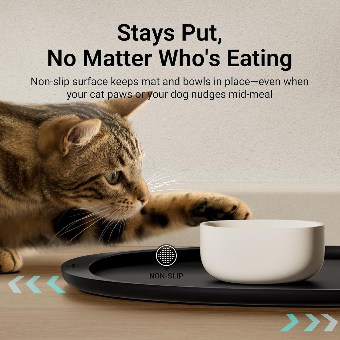 DownyPaws Dog Food Mats for Floors Waterproof, BPA Free Silcone Dog Bowl Mat, Non-Slip Pet Feeding Mat with High Raised Edge, Cat Placemat for Messy Drinkers, 24"×17", Black