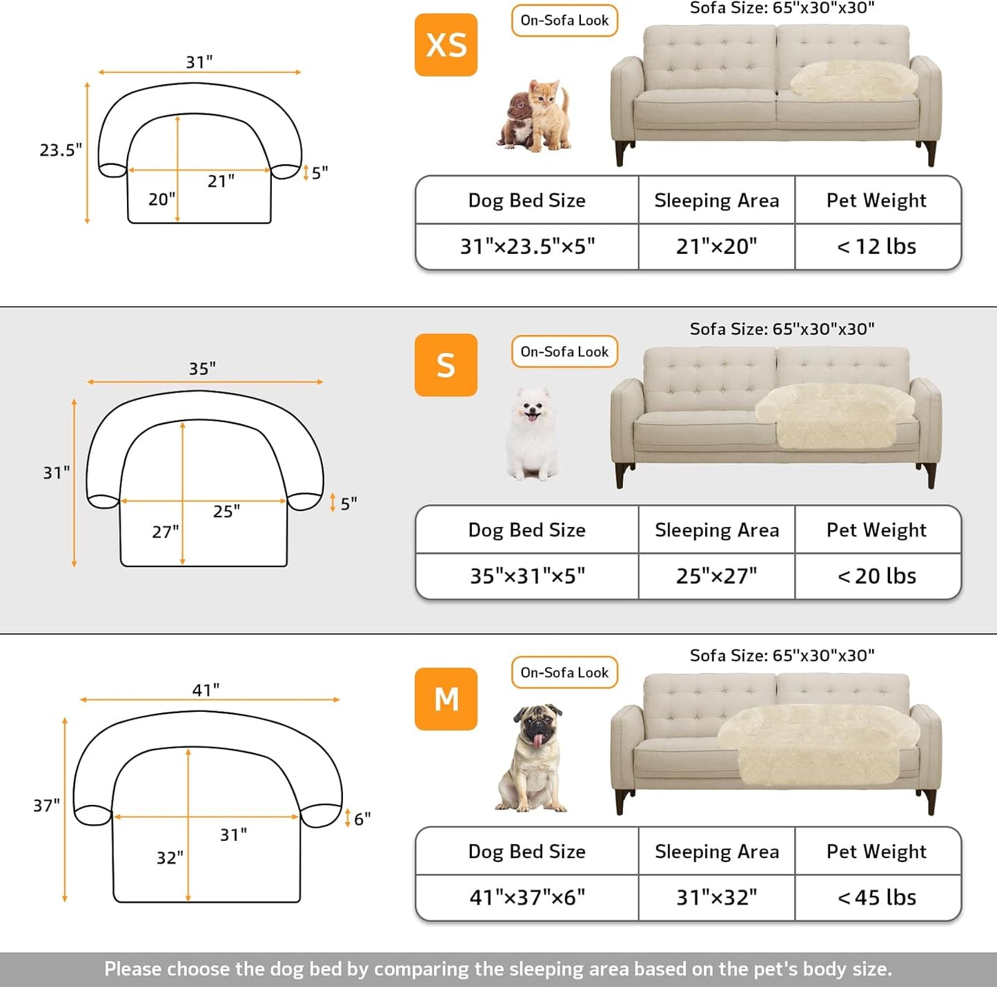 Calming Dog Bed Fluffy Plush Dog Mat for Furniture Protector with Removable Washable Cover for Large Medium Small Dogs and Cats (Small(35x31x5),Beige)
