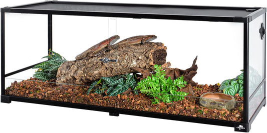 67 Gallon Reptile Tank, Glass Reptiles Terrarium 48" x 18" x 18", Sliding Door, Top Ventilation, Cable Pass, Humidify Hole, Large Reptile Cage Habitat for Bearded Dragon, Lizard, Snake, Gecko