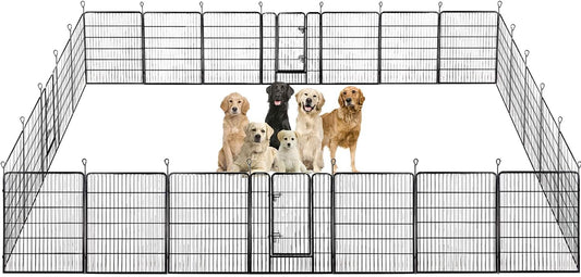 BestPet Dog Playpen Indoor 40 inch 24 Panels Metal Dog Pen Pet Dog Fence Outdoor Exercise Pen with Doors,Pet Puppy Playpen for RV Camping Yard, Black
