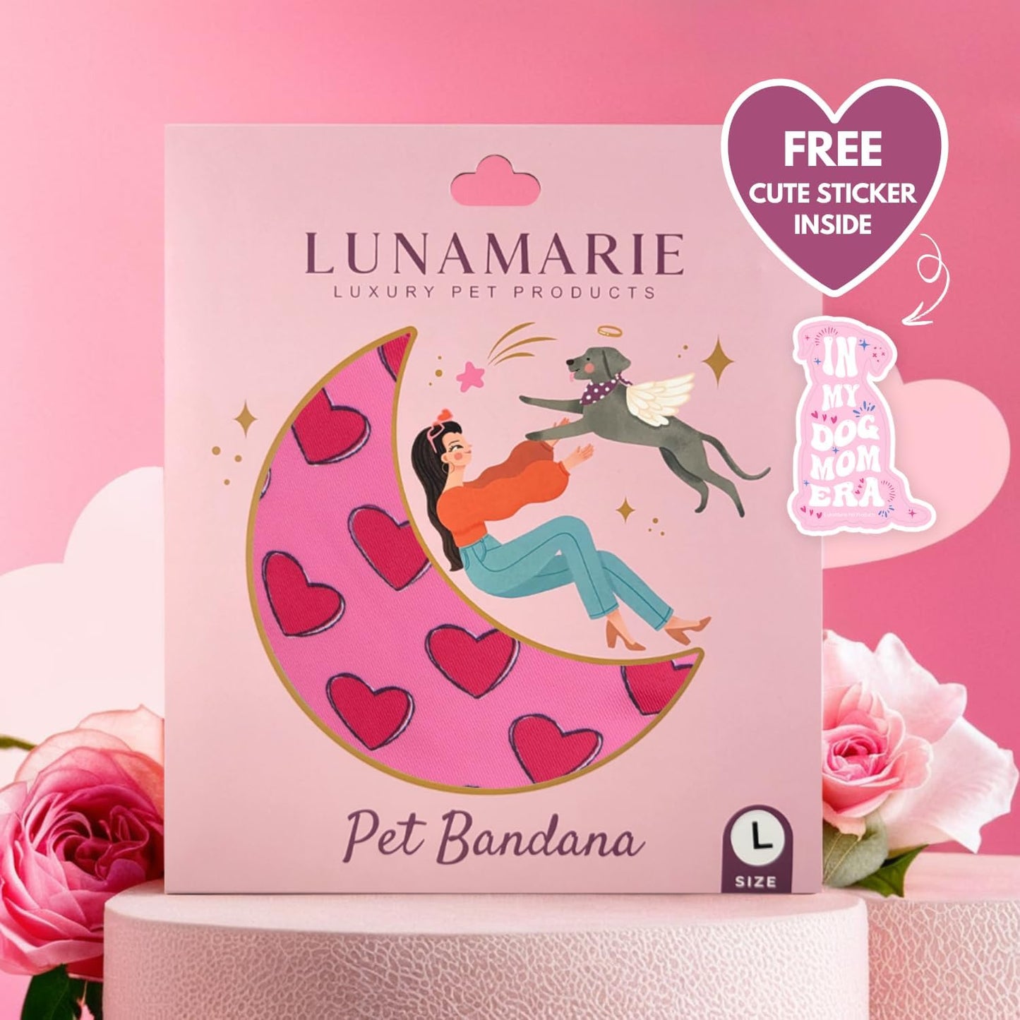 LunaMarie - Luxury Pet Birthday Bandanas -Premium & Silky Poly Fabric | 100% Handmade | Custom Shape Dual Layered (Jennifer, X-Small)