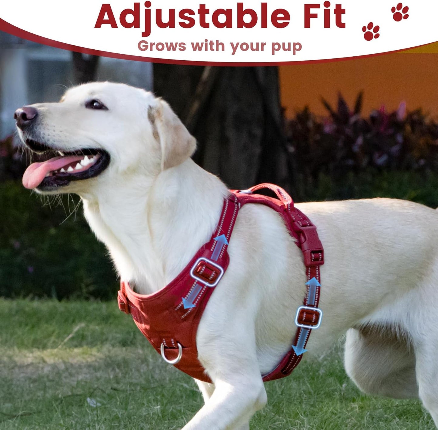 No Pull Dog Harness, Reflective Puppy Vest for Small Medium Large Sized Dog(Burgundy Red,XL)