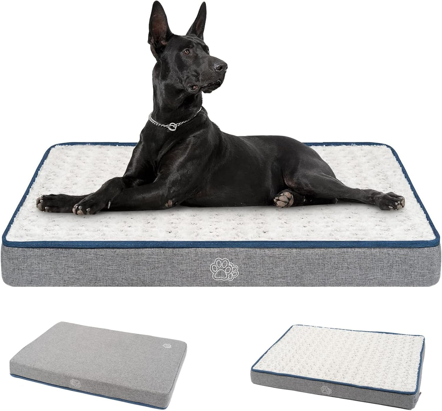 EMPSIGN Reversible Cool and Warm Dog Bed for Crate Pad, Pet Beds with Washable and Removable Cover, Dog Crate Beds Sleeping Mats, Beds for Dogs Crate for Large Medium Small Dogs, Grey