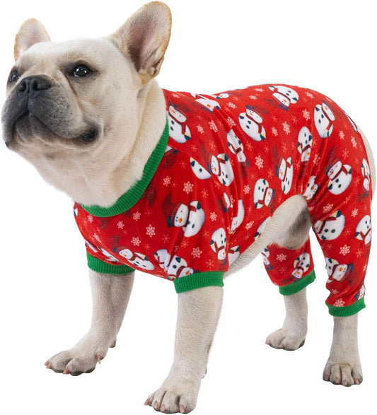 CuteBone Dog Christmas Pajamas Puppy Onesies Small Dogs Soft Pjs Coat Cat Apparel Comfy Pet Clothes Outfit Doggie Bodysuit P136S