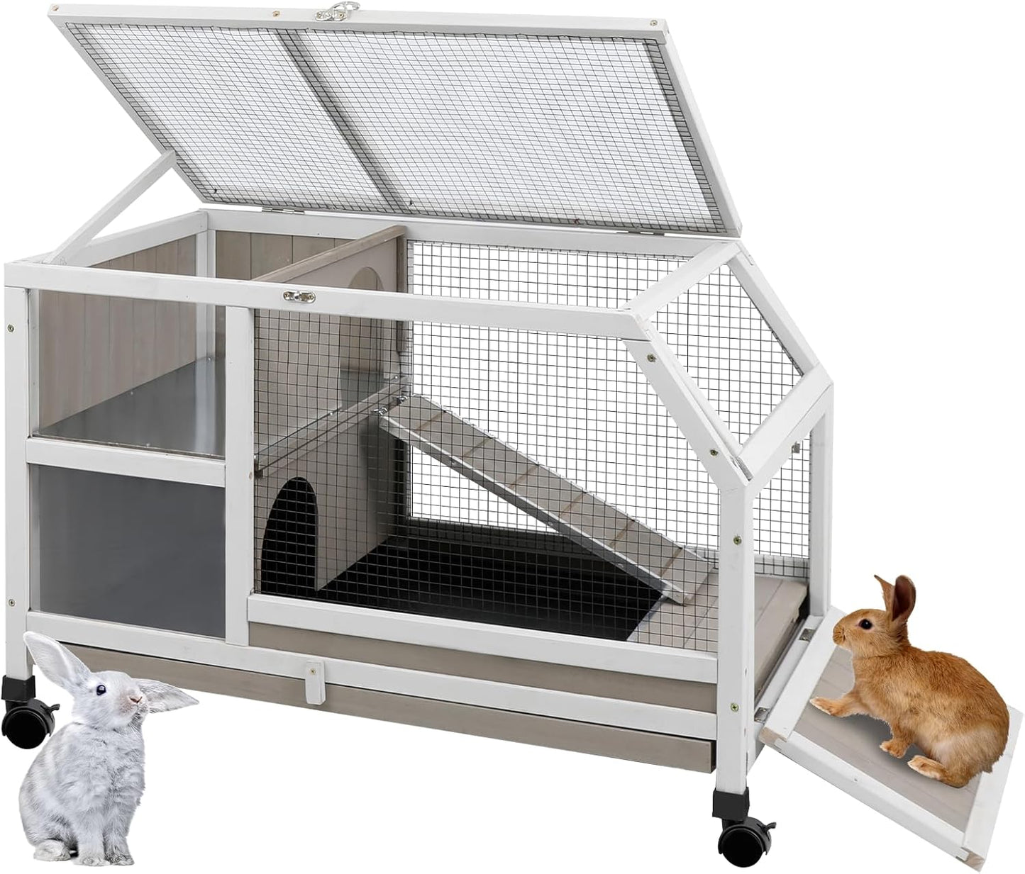 Rabbit Hutch Indoor - Weatherproof, Multi-Level, Easy Assembly, Lockable, and Comfortable