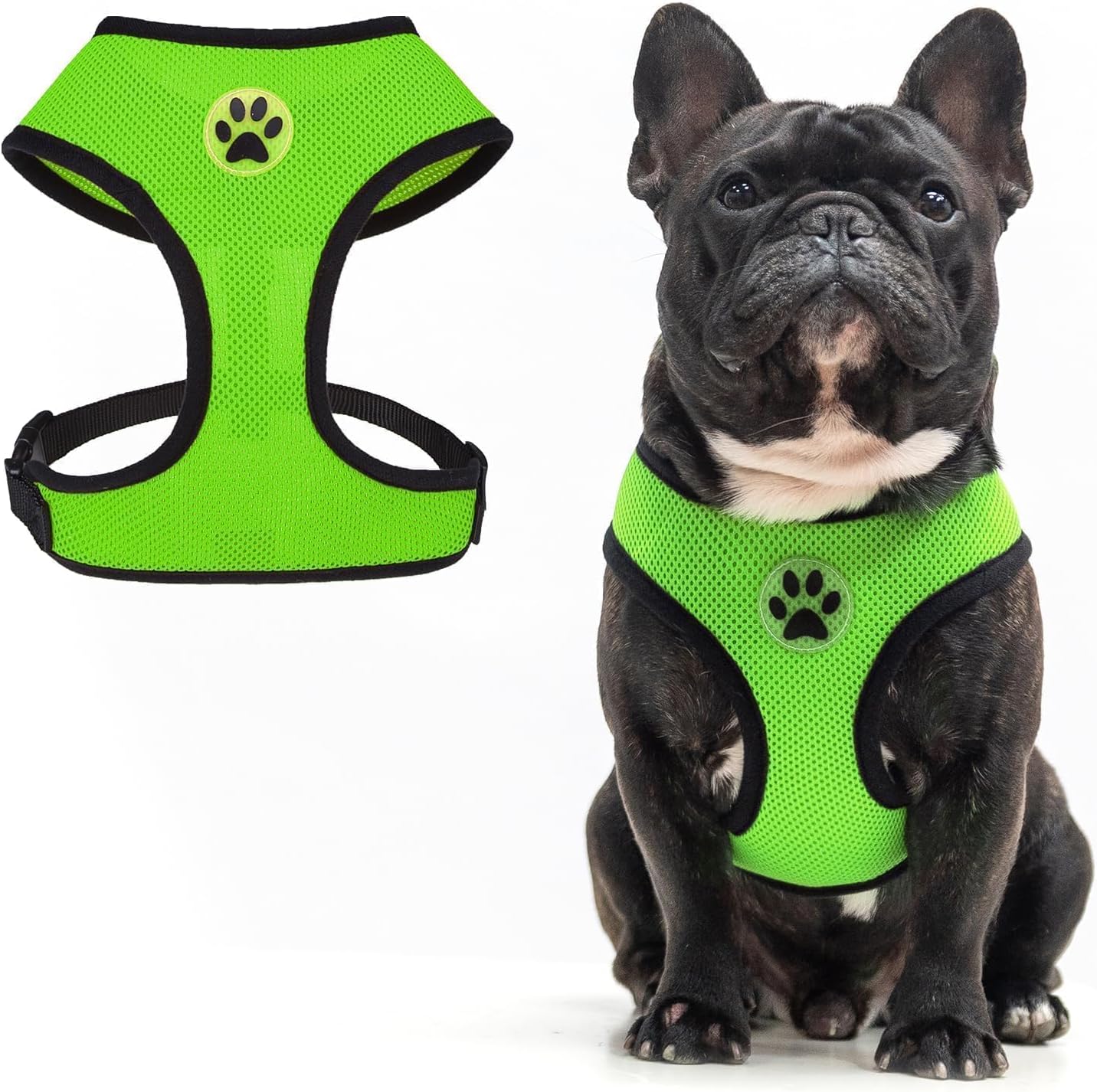 BINGPET No Pull Dog Harness, Soft Mesh Breathable All Weather Vest, Safety Protection Design, Durable Adjustable Step-in Easy Walk Dog Harness for Extra Large Dogs (Green, XL)