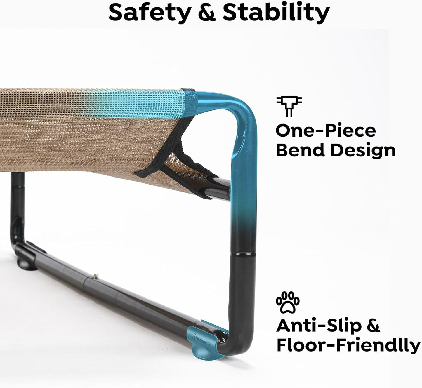 Veehoo Original Outdoor Elevated Dog Bed, Cooling Raised Dog Cot for Large Dogs, Portable Standing Pet Hammock Platform with Washable Breathable Mesh, No-Slip Feet, Large, Beige Coffee, CWC2201