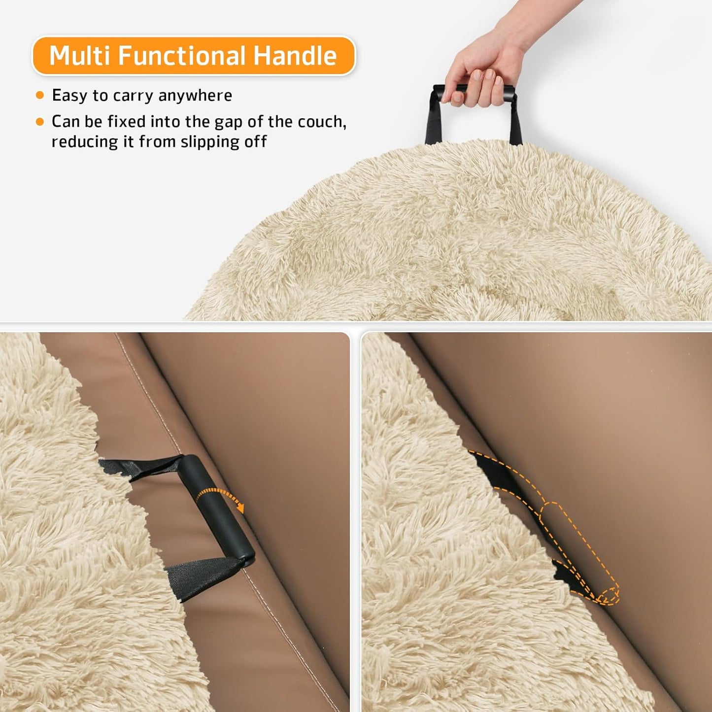 GGIB Calming Dog Bed Fluffy Plush Dog Mat for Furniture Protector with Removable Washable Cover for Large Medium Small Dogs and Cats (Extra Extra Large, Beige)