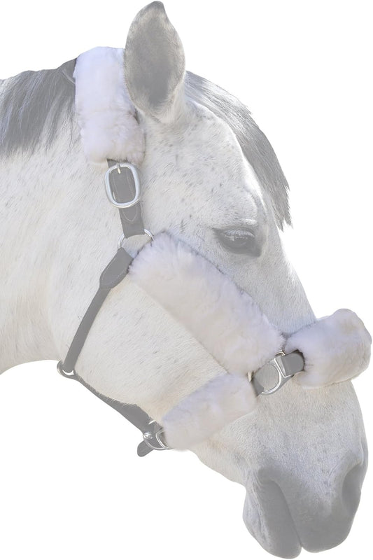ECP Equine Comfort Products Merino Sheepskin Halter Fleece Set for Horses, 100% Natural Wool, Chafe Protection, Breathable Relief & Cushioned Comfort, Machine Washable, 6-Piece Set