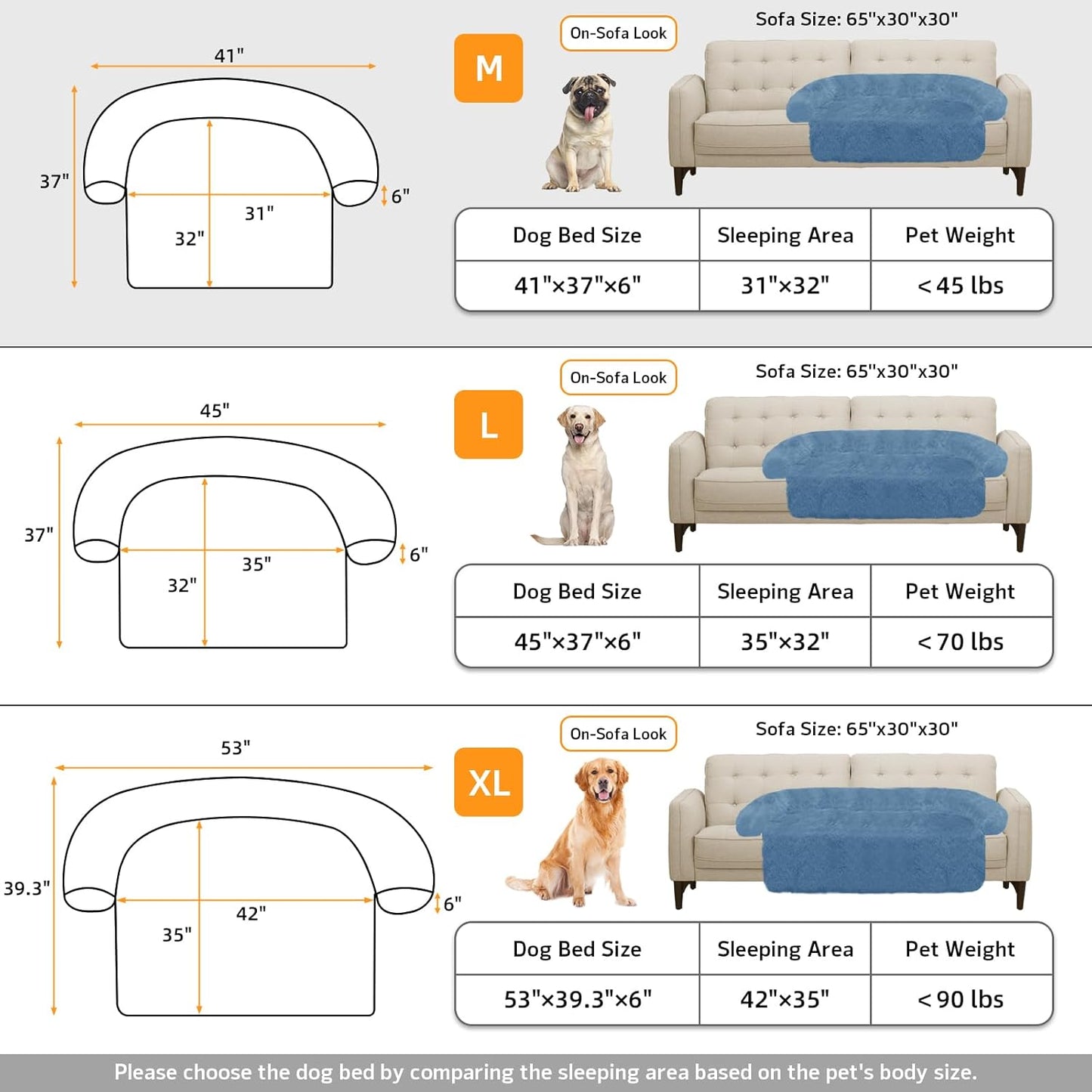 GGIB Calming Dog Bed Fluffy Plush Dog Mat for Furniture Protector with Removable Washable Cover for Large Medium Small Dogs and Cats (Medium, Navy)