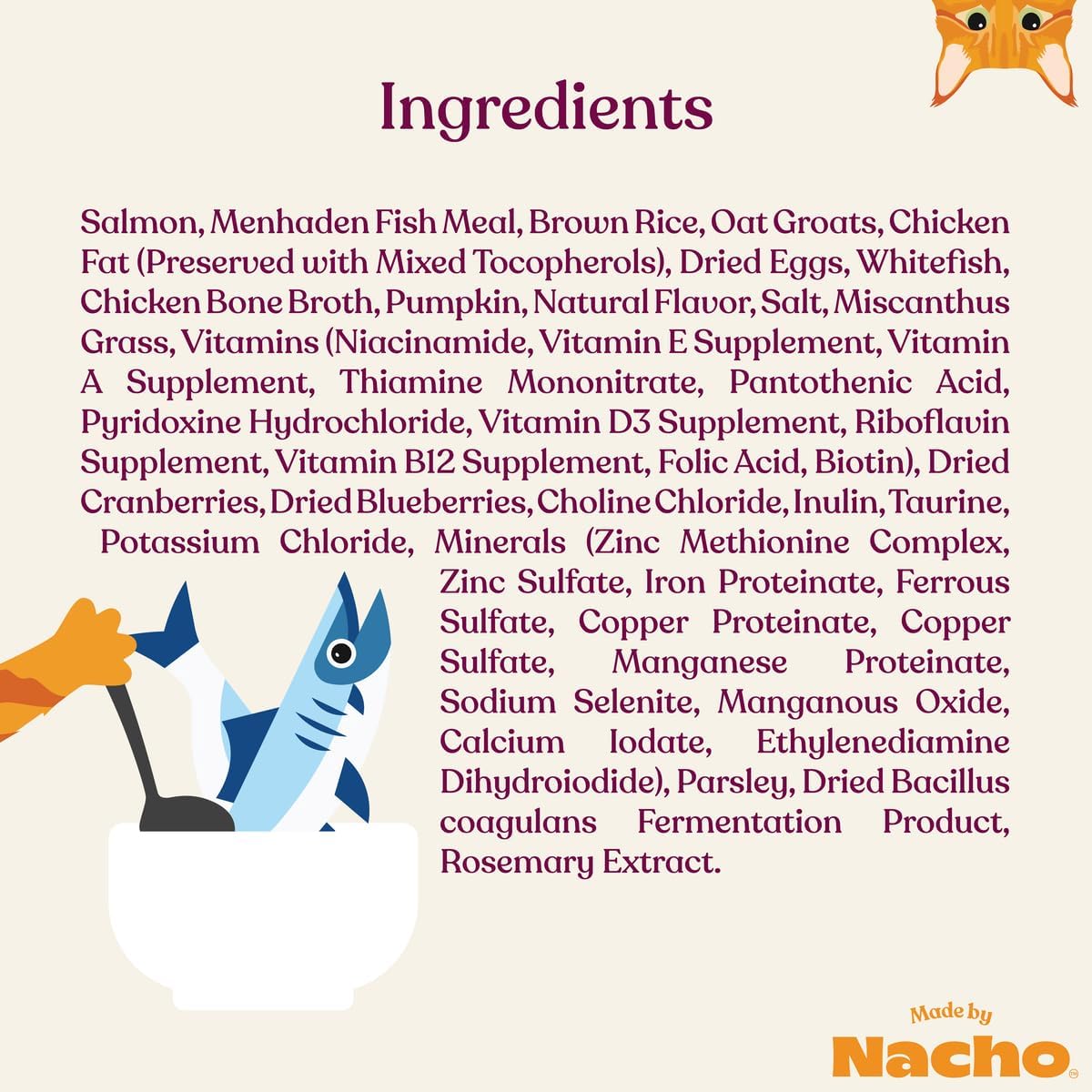 Made by Nacho Dry Cat Kibble 4lb Bag, High Protein and Grain-Friendly Premium Cat Food, Sustainably Caught Salmon and Pumpkin, Infused with Bone Broth for Hydration, Limited Ingredients, Single Bag