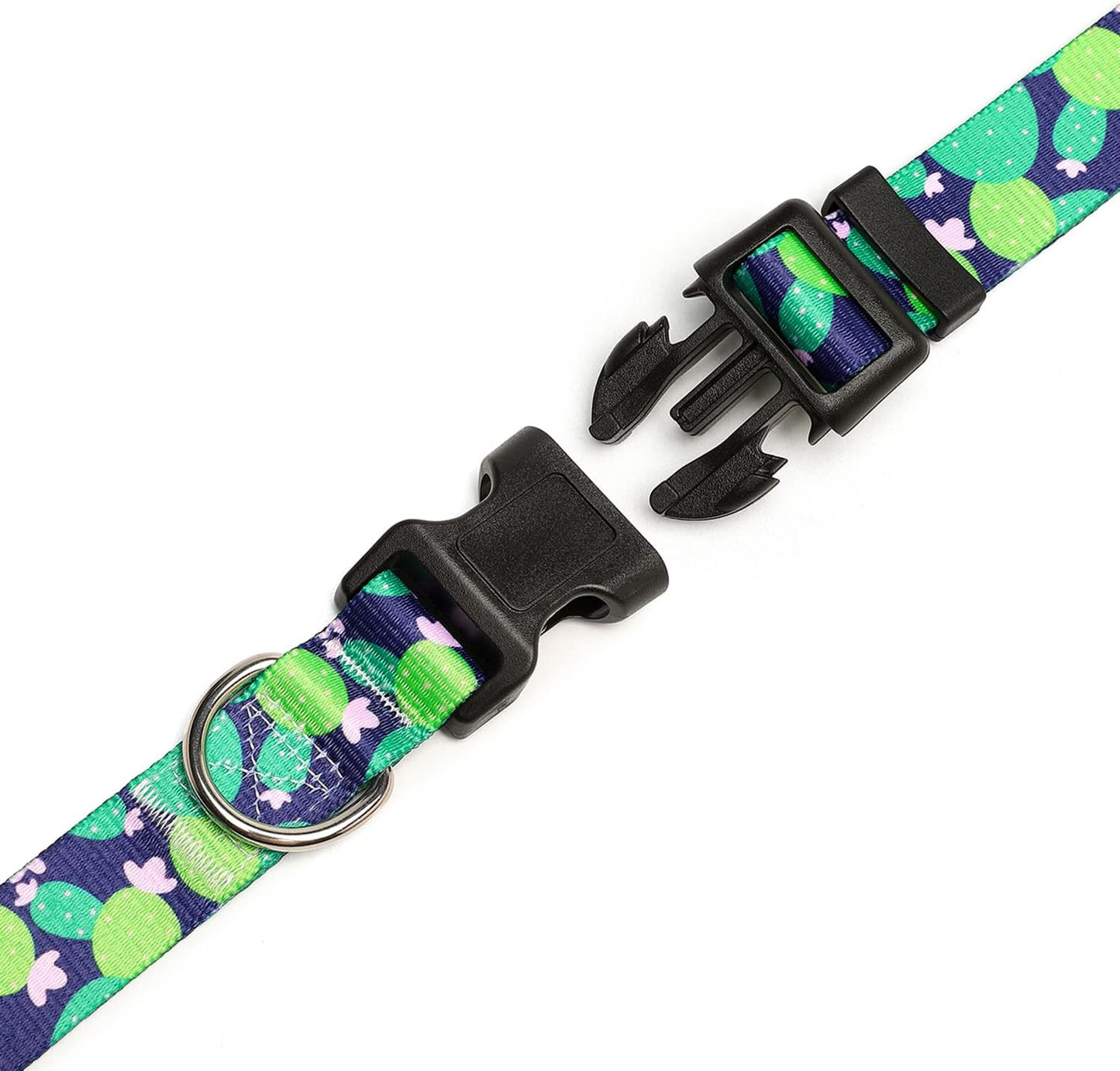 Mercano Adjustable Dog Collar - Special Design Patterns, Soft Nylon Comfortable Durable Pet Collar for Small Medium Large Dogs (XS, Cactus)