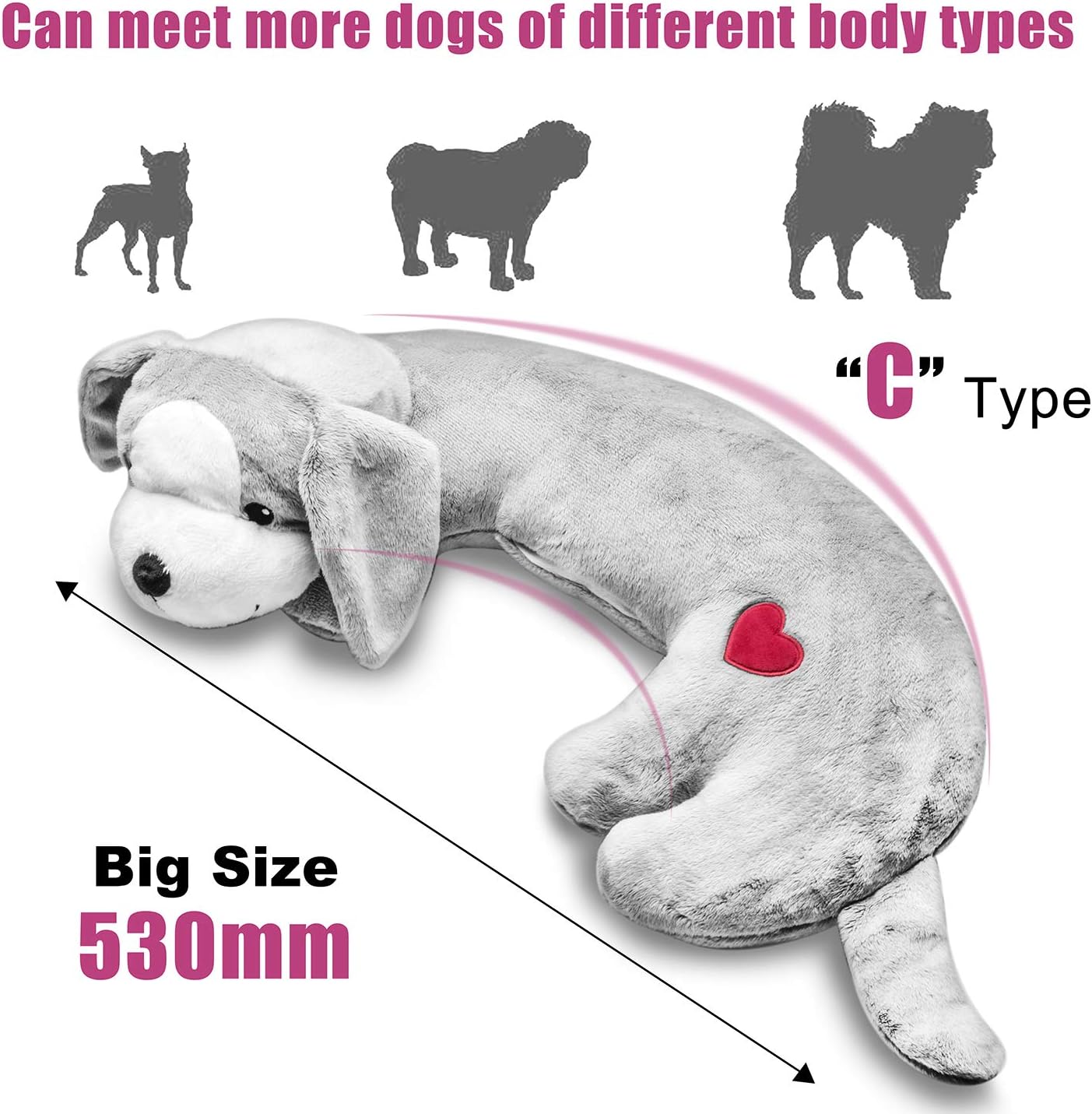 Hearbeat Toy for Dog Anxiety Relief Behavioral Training Aid Toy, Grey