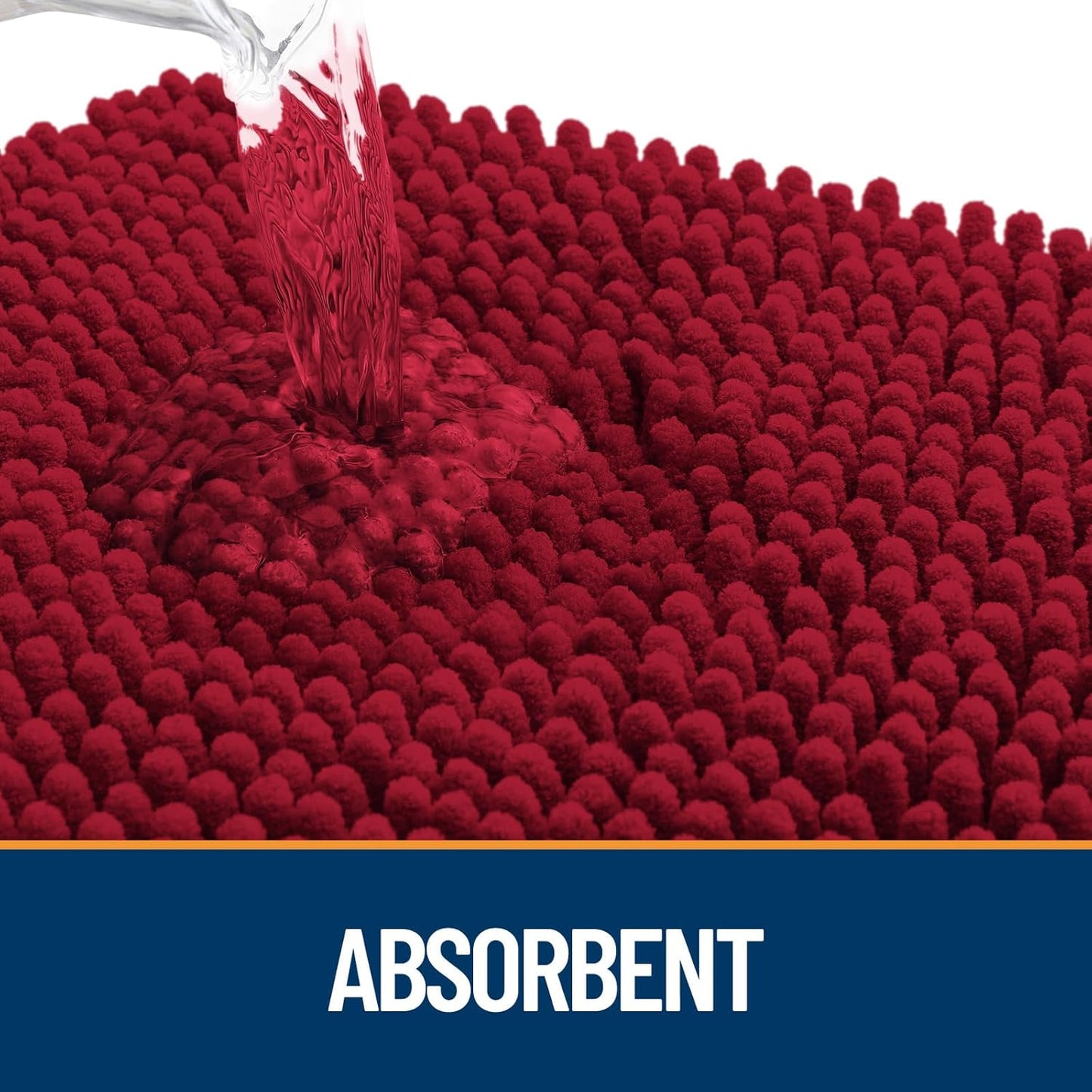 OLANLY Dog Door Mat for Muddy Paws 30x17, Absorbs Moisture and Dirt, Absorbent Non-Slip Washable Doormat, Quick Dry Chenille Mud Mat for Dogs, Entry Indoor Entryway Carpet for Inside Floor, Red