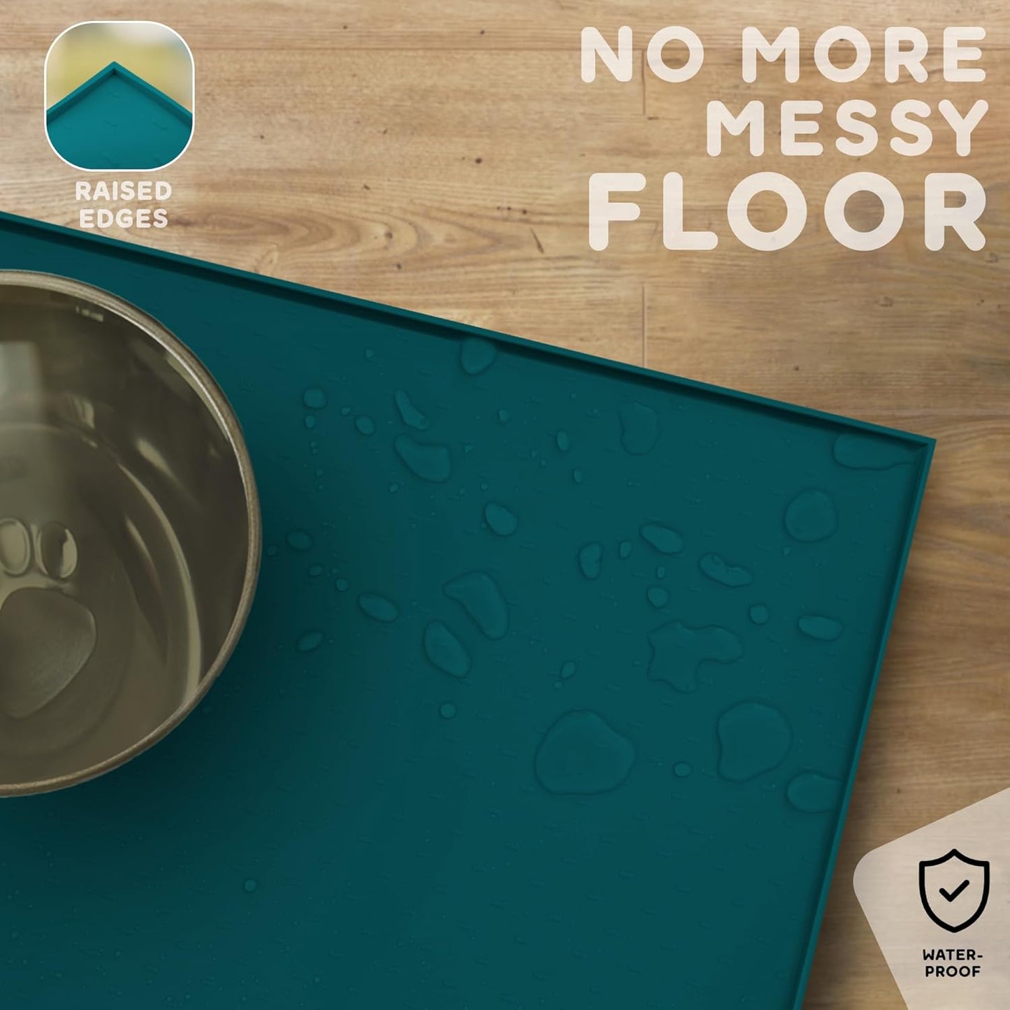Dog Food Mat - 28x18 Raised Edges Dogs Mat for Food and Water Prevent Spill, Waterproof Cat Food Mats Protect Floors, Easy Clean Dog Bowl Mats for Food and Water, Silicone Pet Feeding Placemats