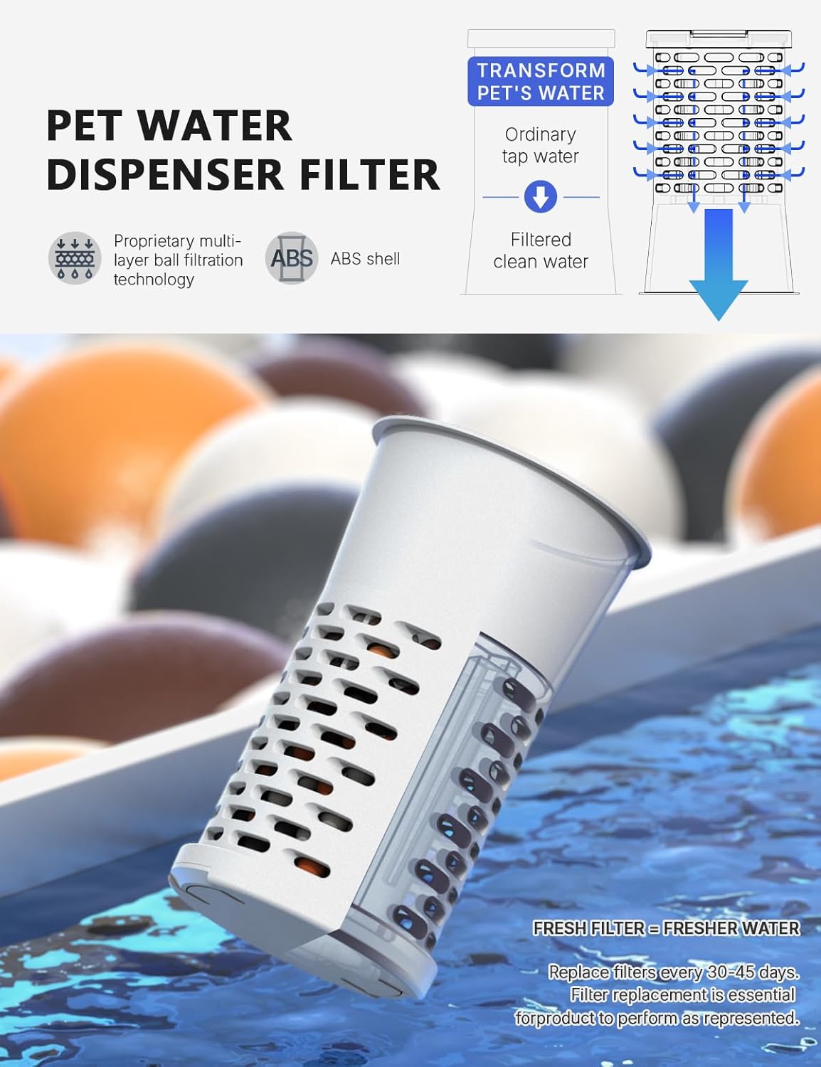 CZPET Automatic 4L Filter Dog and Cat Water Dispenser with Stainless Steel Bowl Gravity Waterer,Large Capacity and Drinking Area Noise-Free for Pets (Black)