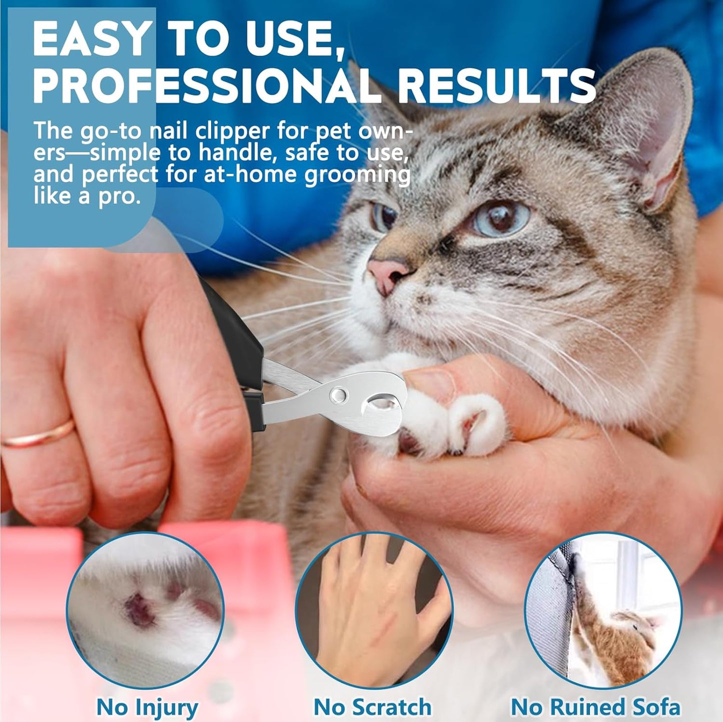 Cat Nail Clippers, Professional Pet Claw Clippers for Indoor Cats, Kittens, Small Dogs, Puppys, Birds, Rabbits, Safe Nail Trimmer and Grooming Tools for Small Animals Home Pets