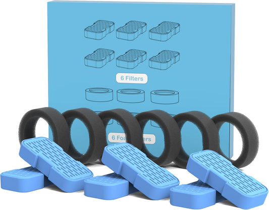 Cat Water Fountain Filters Replacement: 6 Carbon Filters + 6 Sponge Filters - Pet fountain with filter for keeping water fresh and clean, for 2L Cat Fountain H3 GOOSTOO