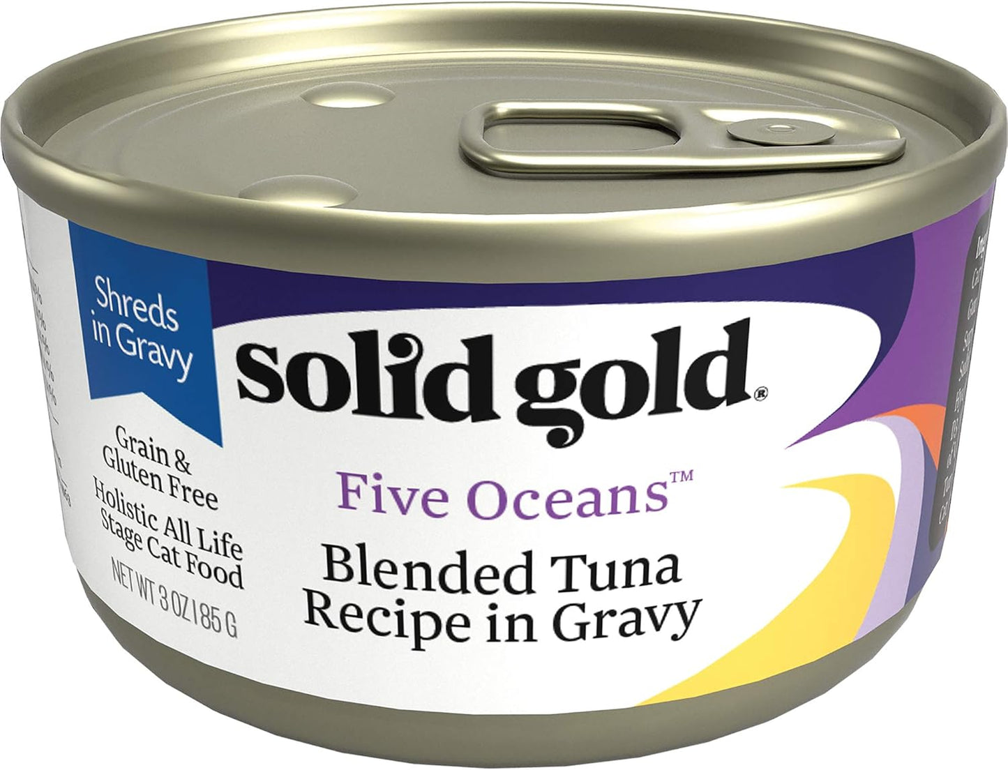 Solid Gold Wet Cat Food Shreds in Gravy - Healthy Canned Cat Food Made w/Real Tuna Shreds, Vitamins, Minerals & Taurine - Grain Free & Gluten Free Canned Meals for Cats & Kittens - 24ct/3oz Can