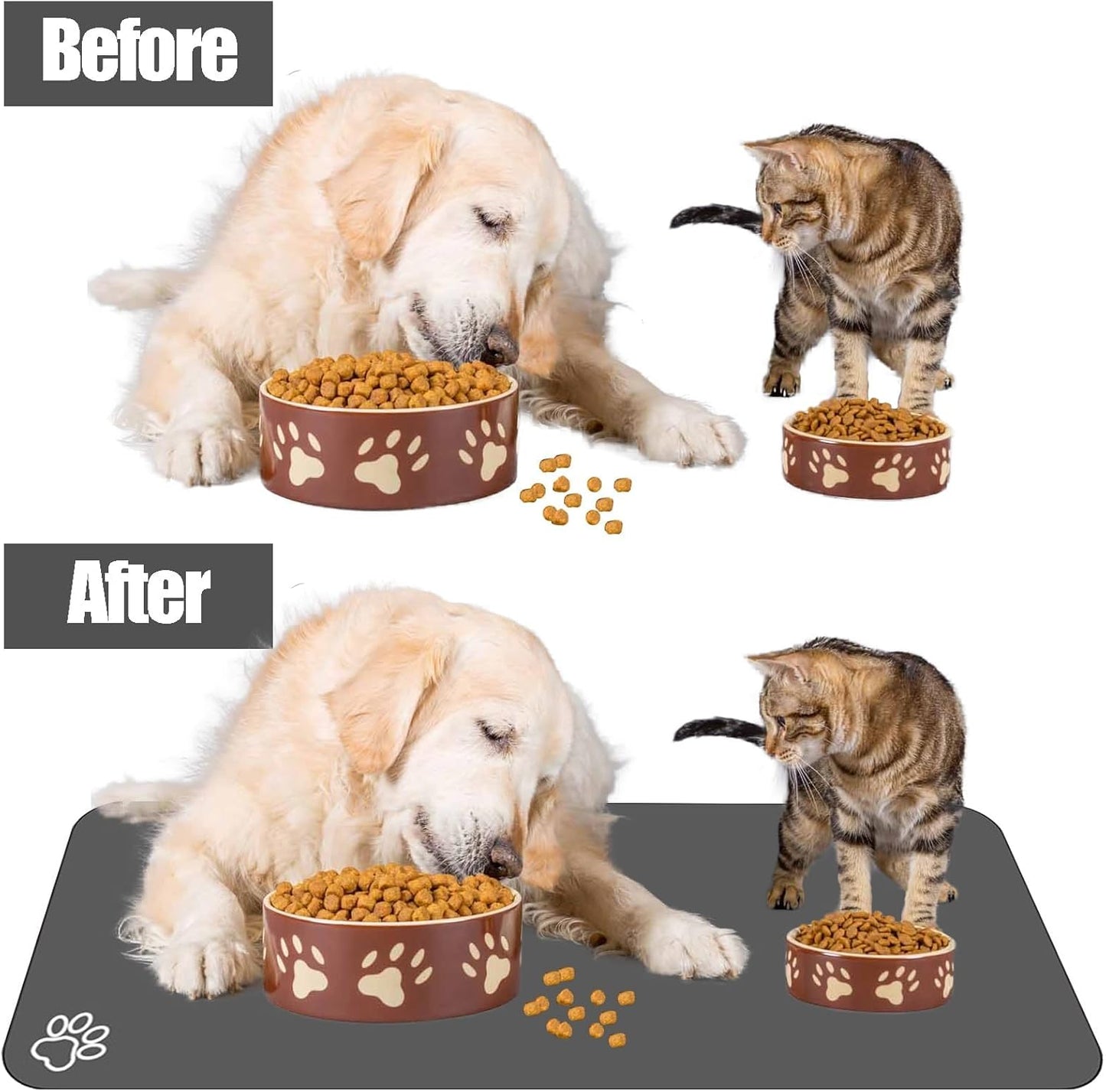 Large Pet Feeding Mat, 36" x 24" Absorbent Quick Dry Dog Mat for Food and Water Bowl, Non Skid Cat Bowl Mat, No Stains Quick Dry for Pet Water Dispenser Pet Supplies for Messy Drinkers