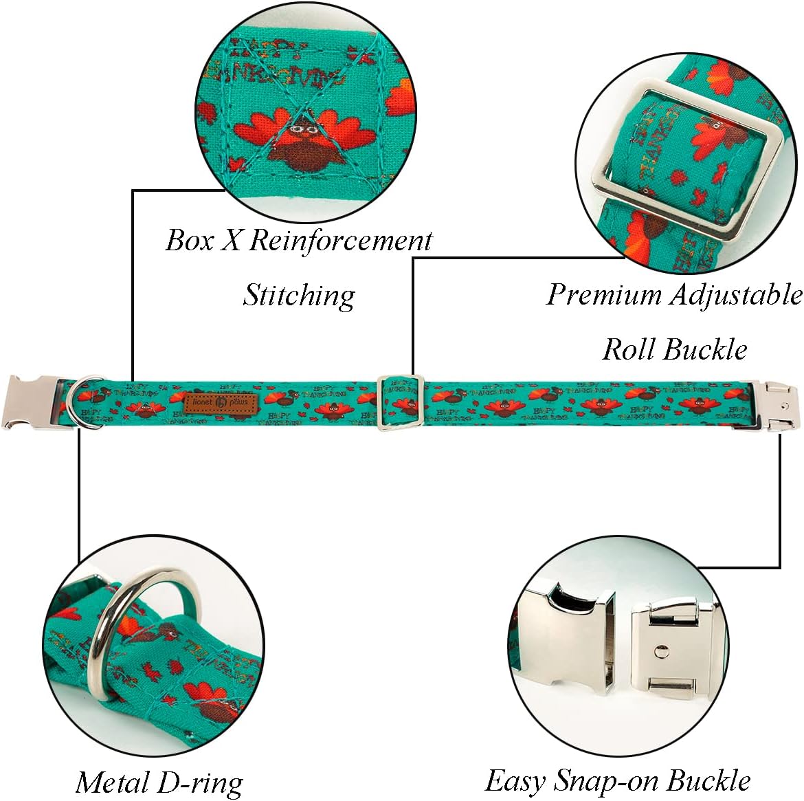 Lionet Paws Thanksgiving Day Dog Collar with Bowtie, Dog Sailor Bow Collar with Metal Buckle for Dogs, Adjustable Comfortable Dog Collar Girl Gift, M, Neck 13.5-22 in