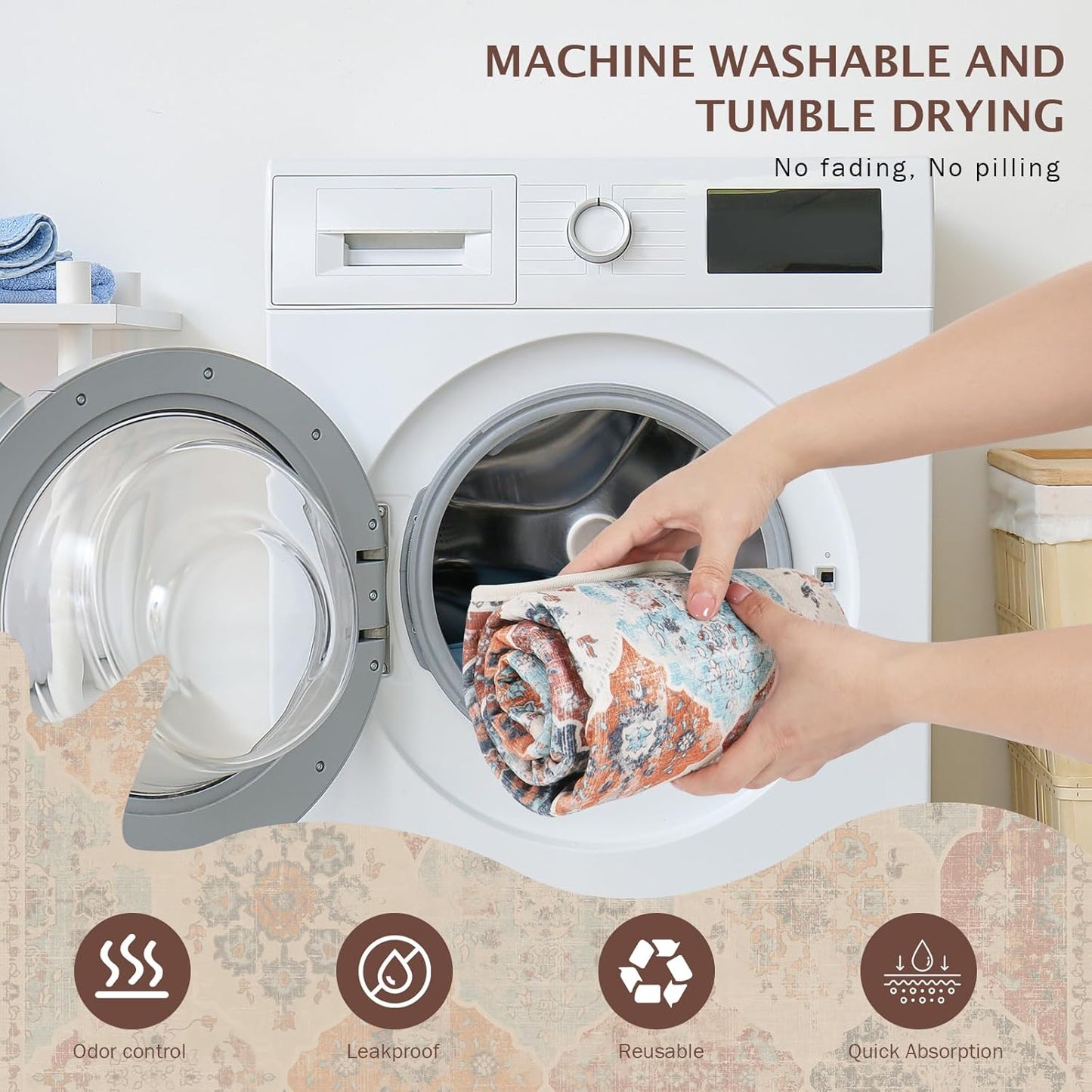 IEUUMLER Washable Pee Pads for Dogs, 2 Pack Reusable Pee Pads for Dogs Non-Slip Grip, Super Absorbent Waterproof Puppy Pads for Potty training, Playpen, Crate, Whelping Box EU011 (Orange,36" x 24")