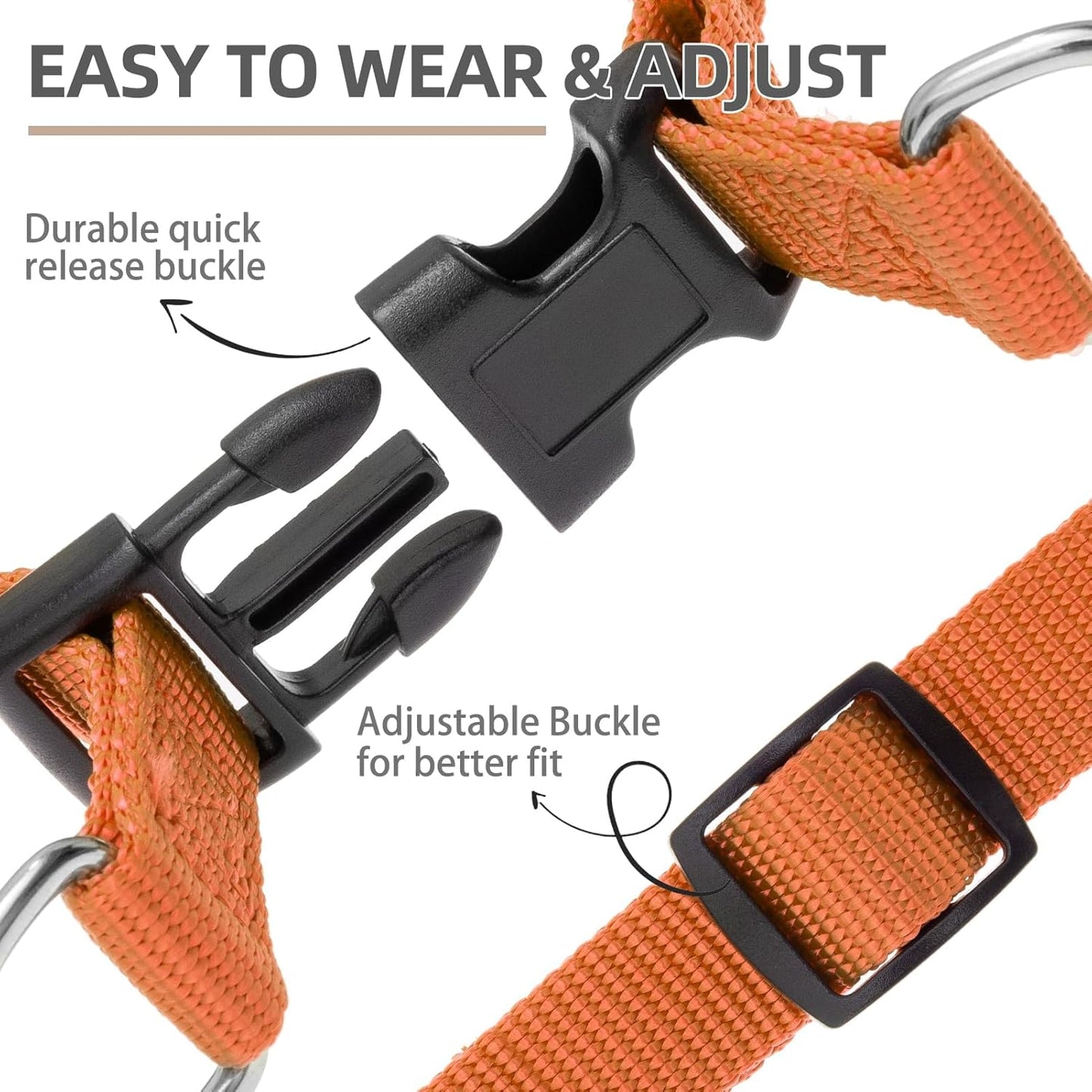 PUPTECK No Pull Dog Harness Soft Adjustable Basic Nylon Step in Puppy Vest Outdoor Walking with ID Tag Orange