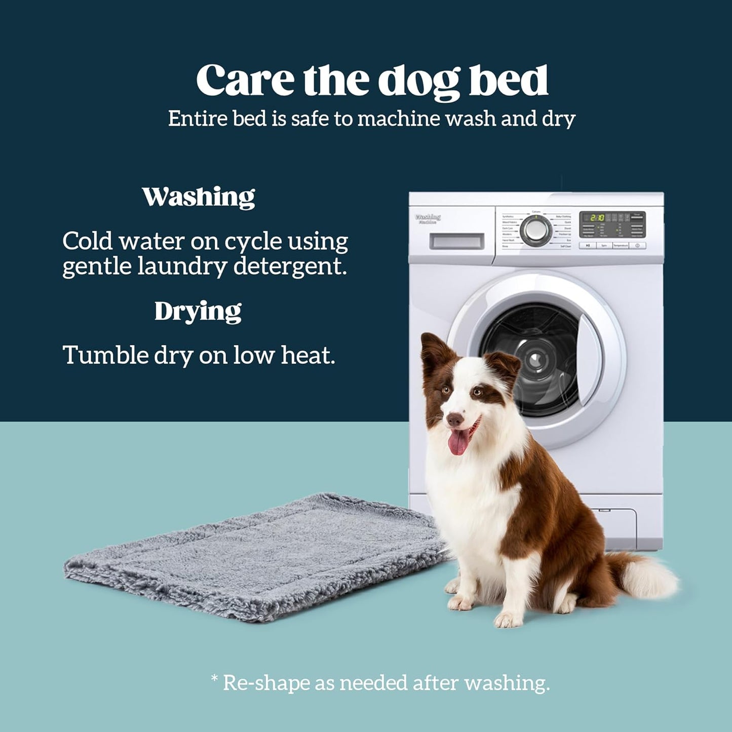 Stoutwool Indestructible Dog Bed - Fluffy Chew Proof Dog Crate Pad - Tough Kennel Pad for Aggressive Chewers - Washable, Ideal for Jumbo Breeds & Fits 54-Inch Crate - 53"x35", Charcoal