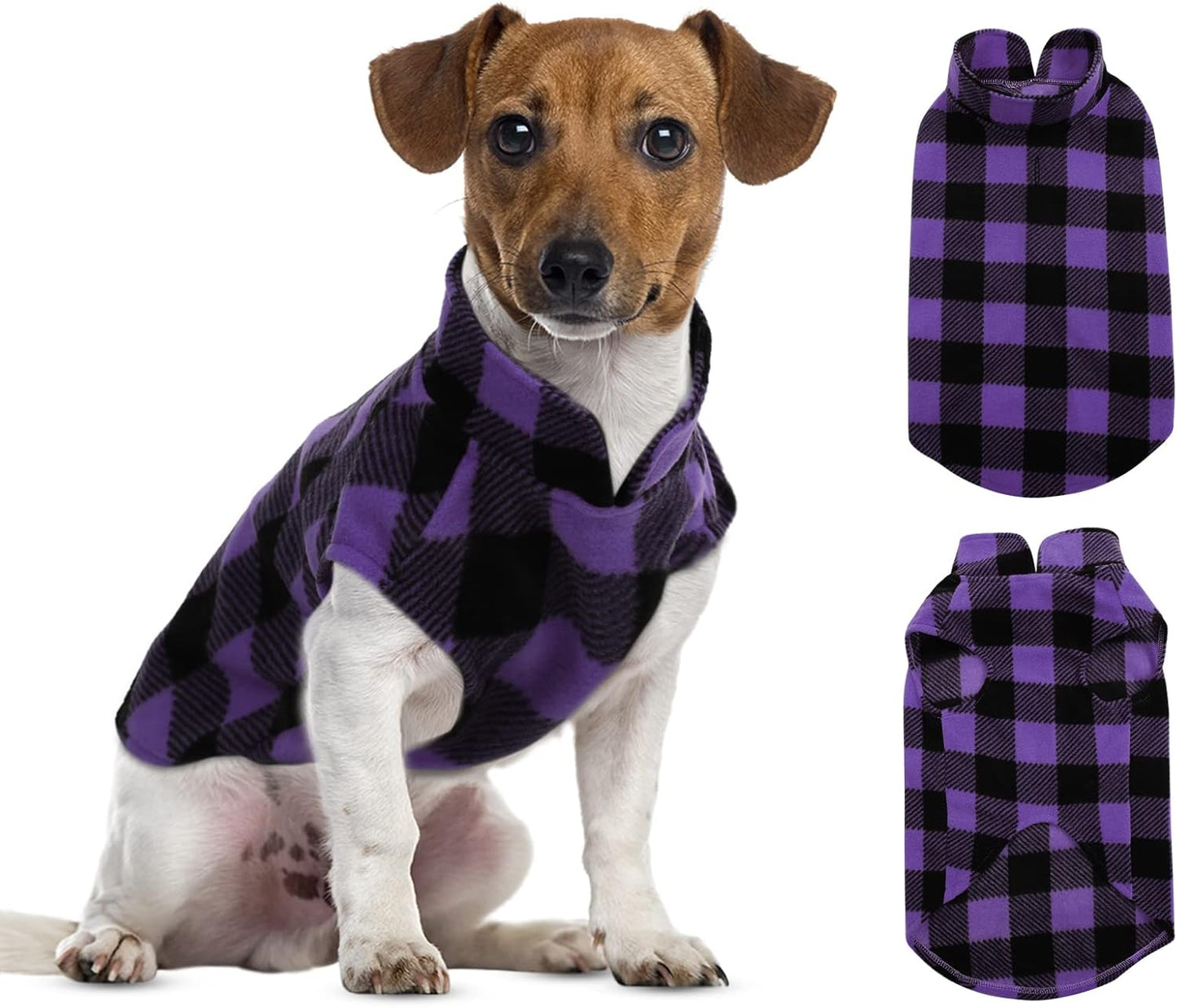 ASENKU Plaid Dog Fleece Vest, Warm Winter Coat Jacket - Soft Comfortable Pet Pajamas for Small & Medium Dogs