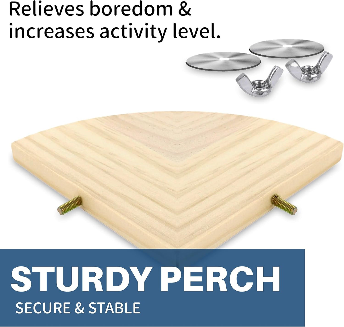 Bird Perch Corner Stand for Bird Cage Corner Platform Wood Bird Perches Corner Shelf Rest for Birds Parrots Cockatiels and Other Animal Pet Cages (Wood, Flat - Small)