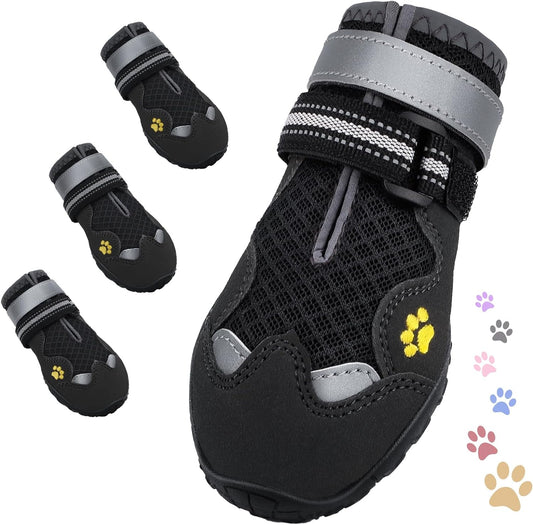 Dog Shoes for Large Medium Small Dog, Mesh Breathable Dog Shoes for Hot Pavement, Anti-Slip Dogs Boots Paw Protectors with Reflective for Outdoor Walking Indoor Hardfloors (Size 5)