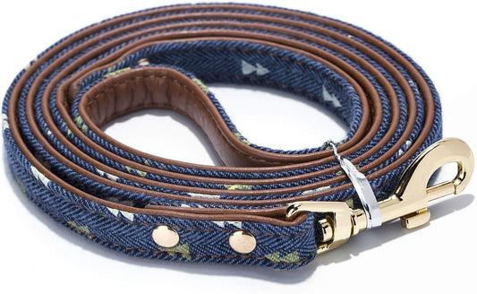 Puppy Leash for Small Dogs Cute Leather Navy Leashes (Leash-Navy)